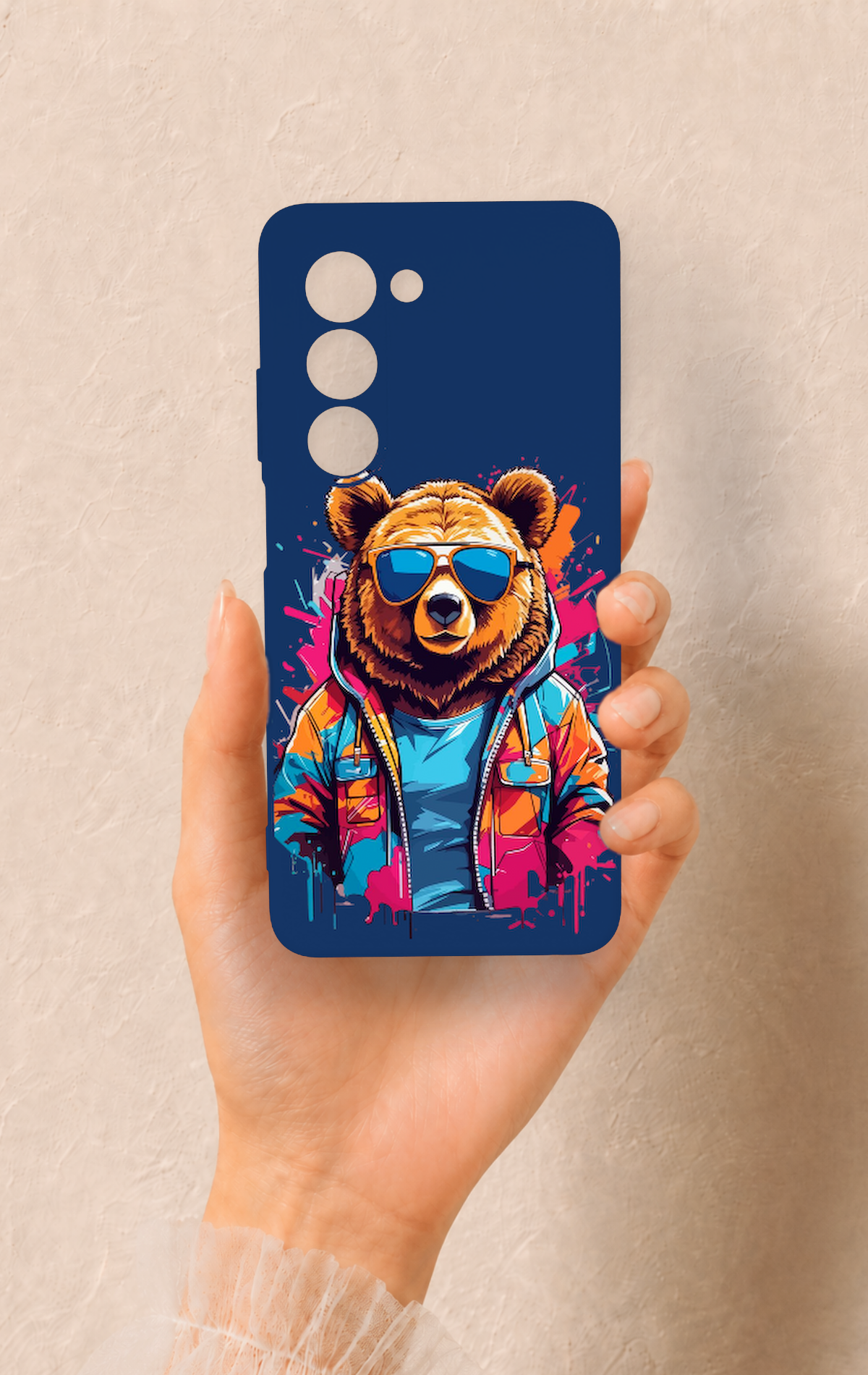 Oppo A5 5G Uyumlu Gözlüklü Ayı Desenli Silikon Kılıf