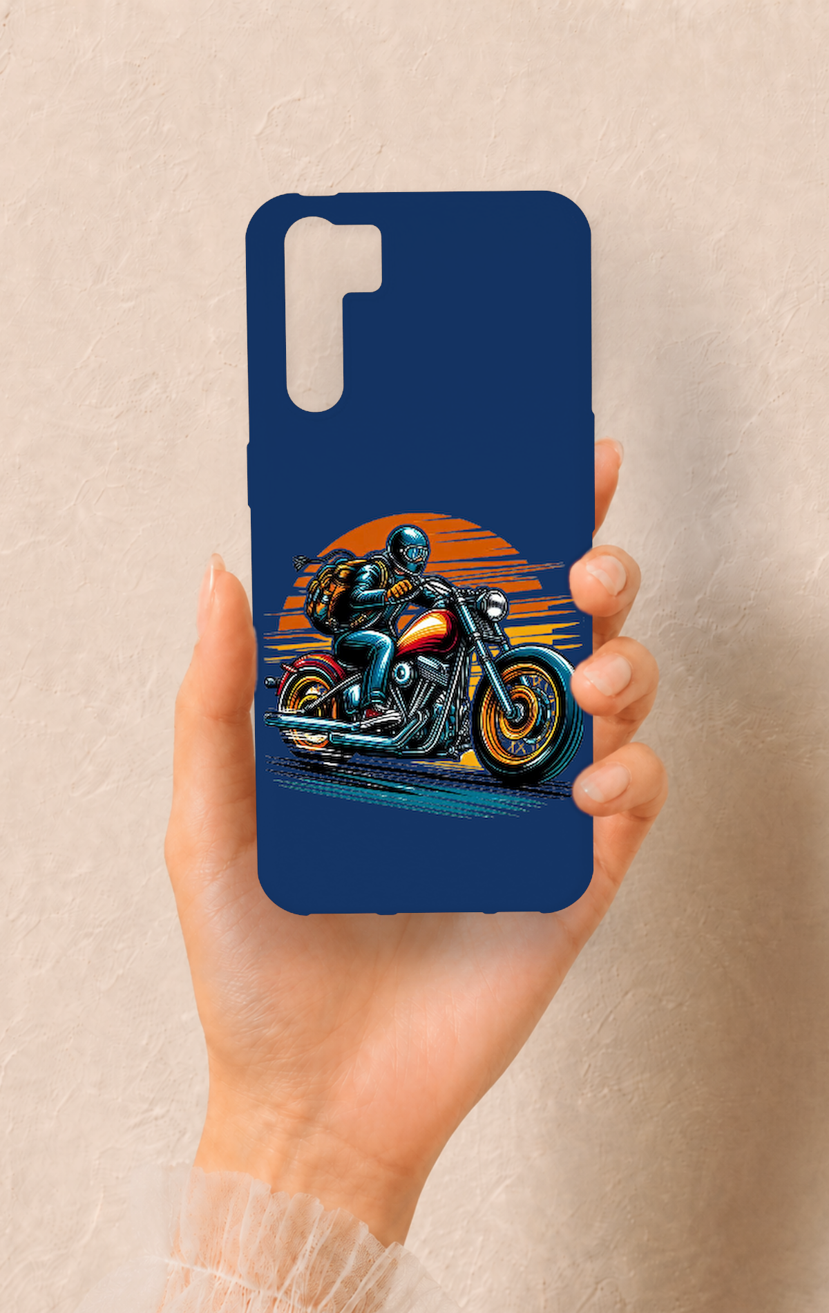 Oppo A91 Uyumlu Moto Rider Desenli Silikon Kılıf