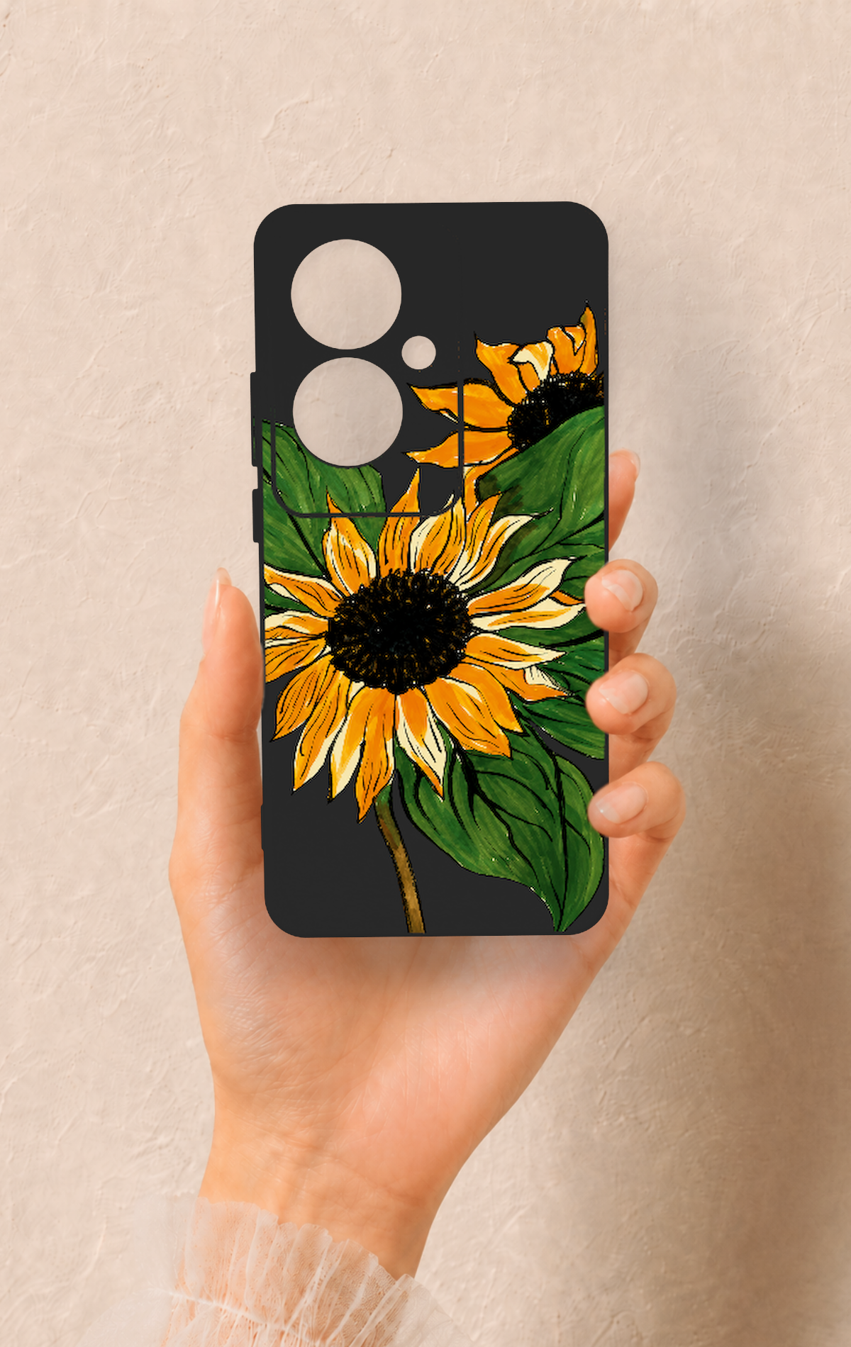 Oppo Reno 11F Uyumlu Ay Çiçeği Desenli Silikon Kılıf
