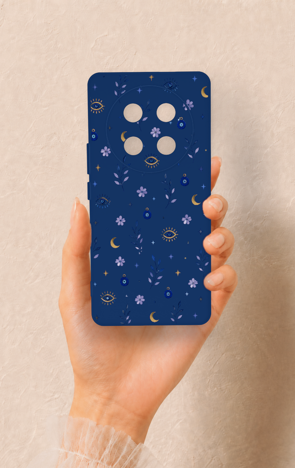 Honor Magic 7 Lite 5G Uyumlu Mavi Nazar Papatya Desenli Silikon Kılıf