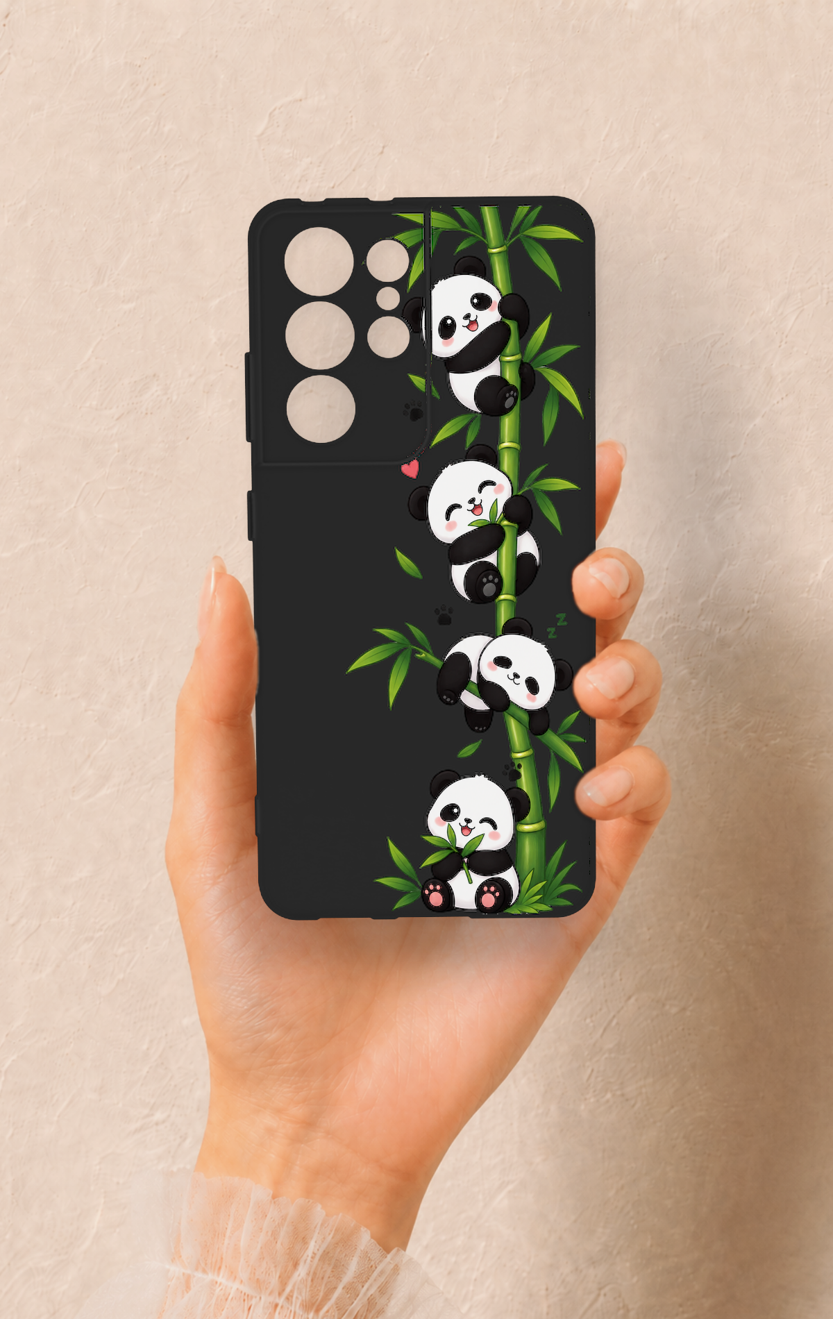 Samsung S21 Ultra Uyumlu Sevimli Panda Bambu Desenli Silikon Kılıf