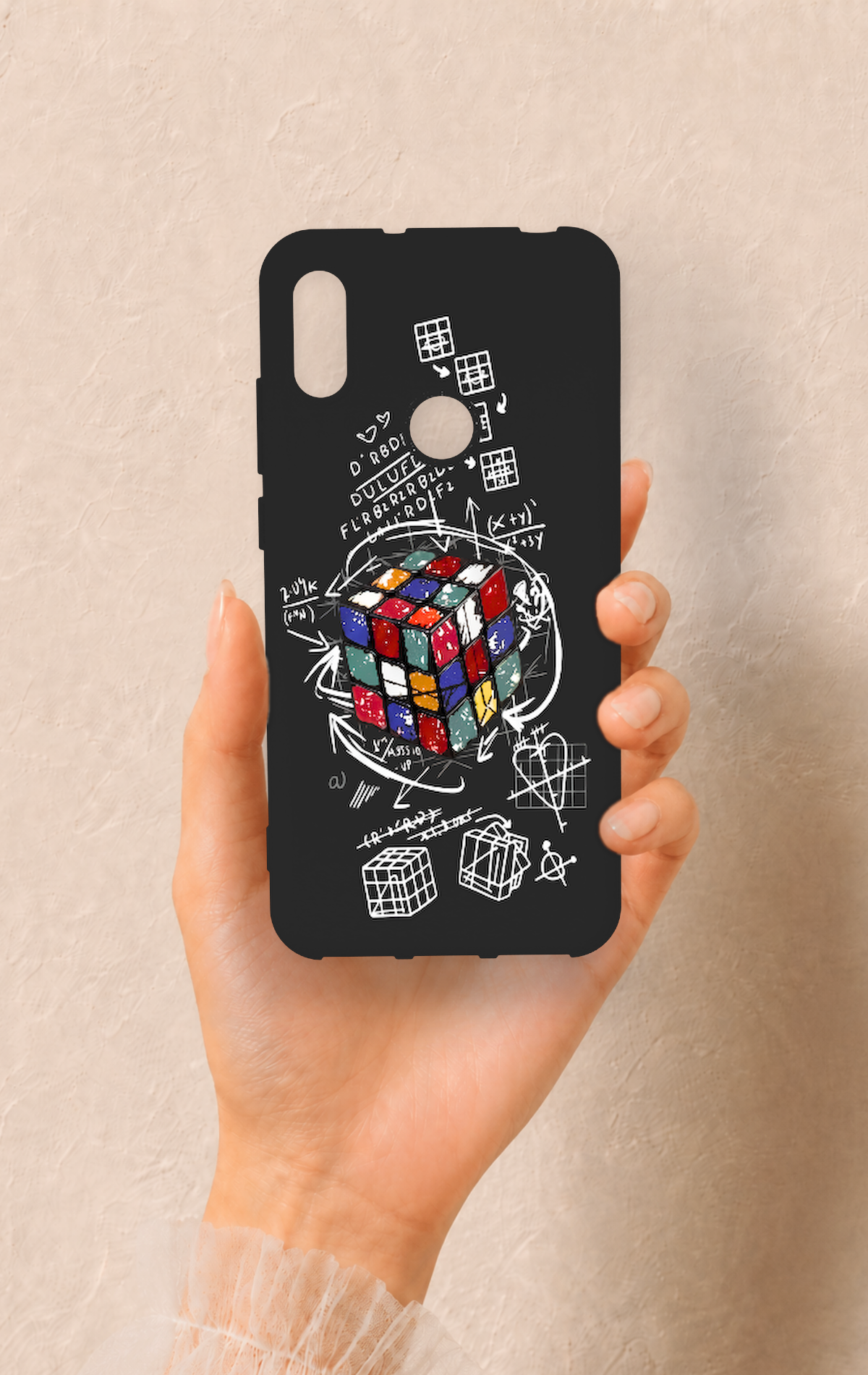 Huawei Y6 2019 Uyumlu Rubik Küb Desenli Silikon Kılıf