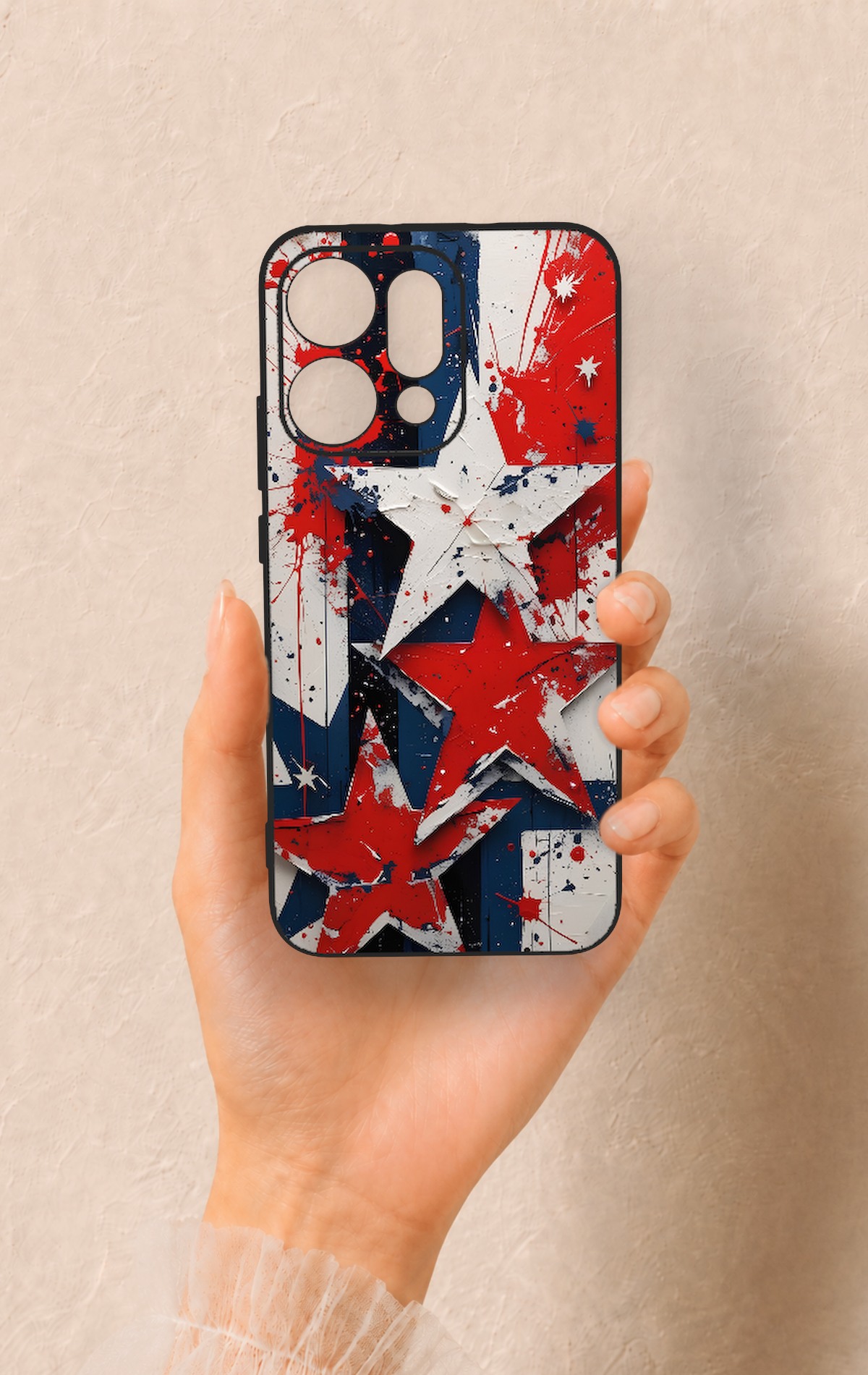 Oppo Reno 14 Uyumlu Star Flag Desenli Silikon Kılıf