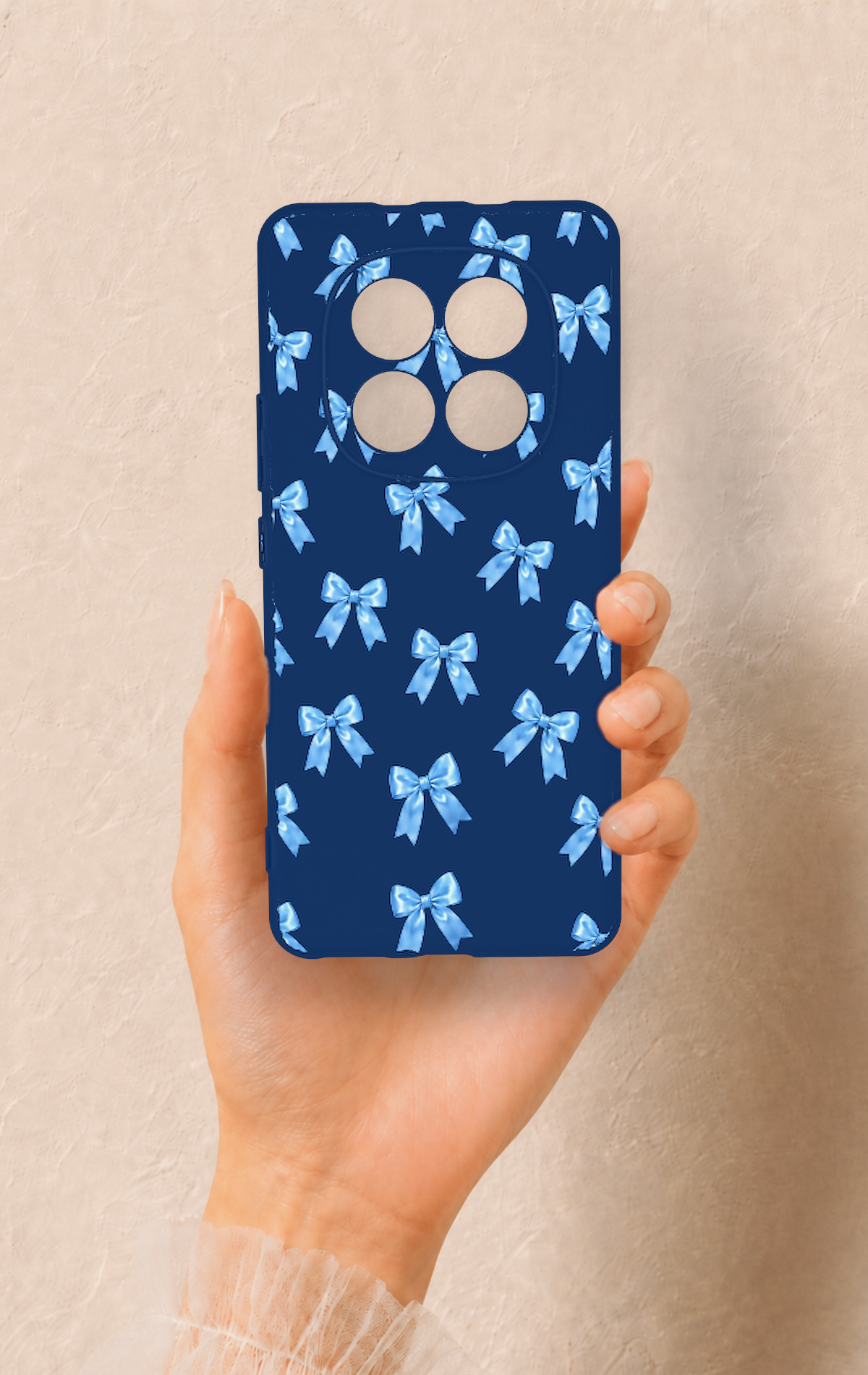 REDMİ NOTE 15 4G Uyumlu Mavi Fiyonk Kurdele Desenli Silikon Kılıf