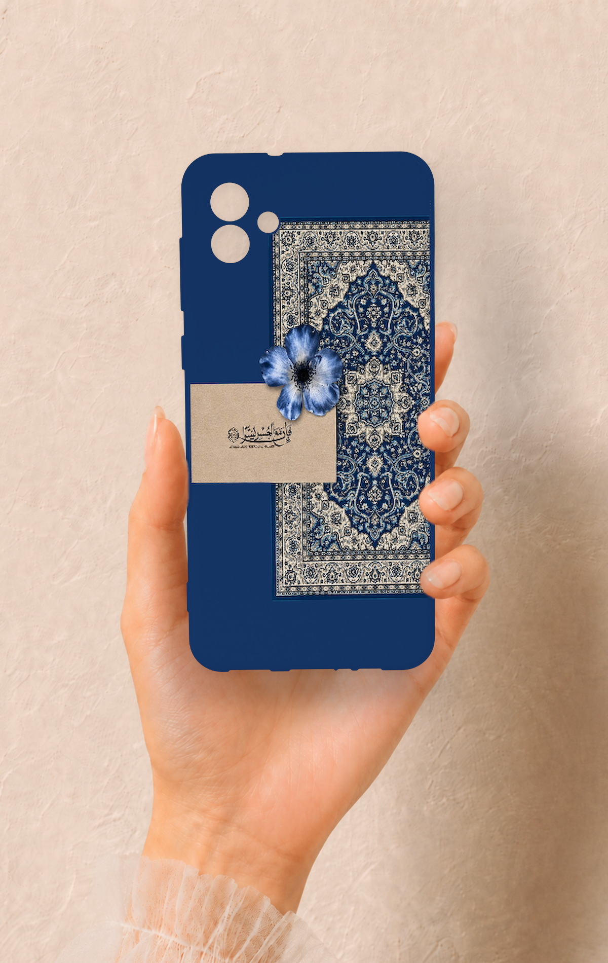 Samsung A04 Uyumlu Mavi Etnik Halı Desenli Silikon Kılıf