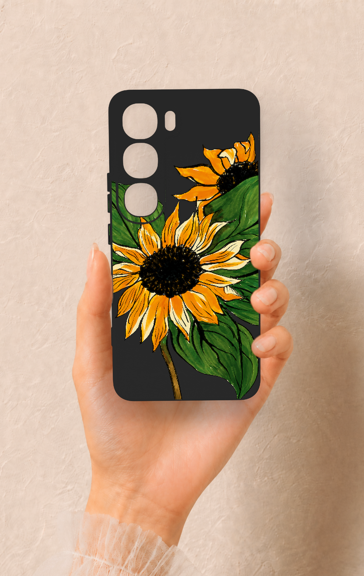 Vivo V40 Lite 5G Uyumlu Ay Çiçeği Desenli Silikon Kılıf