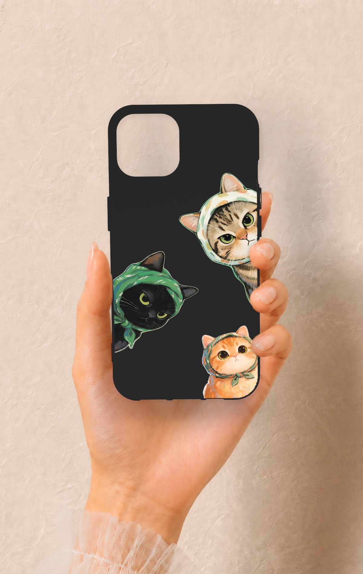 iPhone 13 Uyumlu Kedi Ekibi Desenli Silikon Kılıf