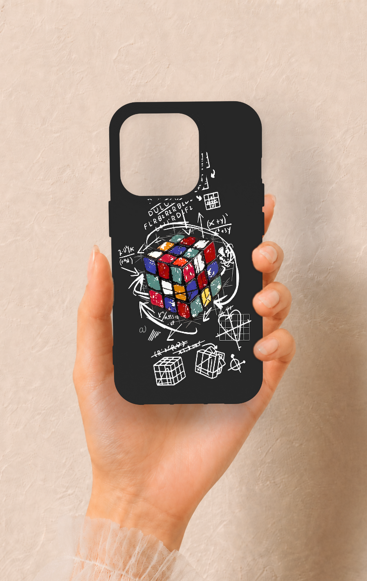 iPhone 14 Pro Uyumlu Rubik Küb Desenli Silikon Kılıf