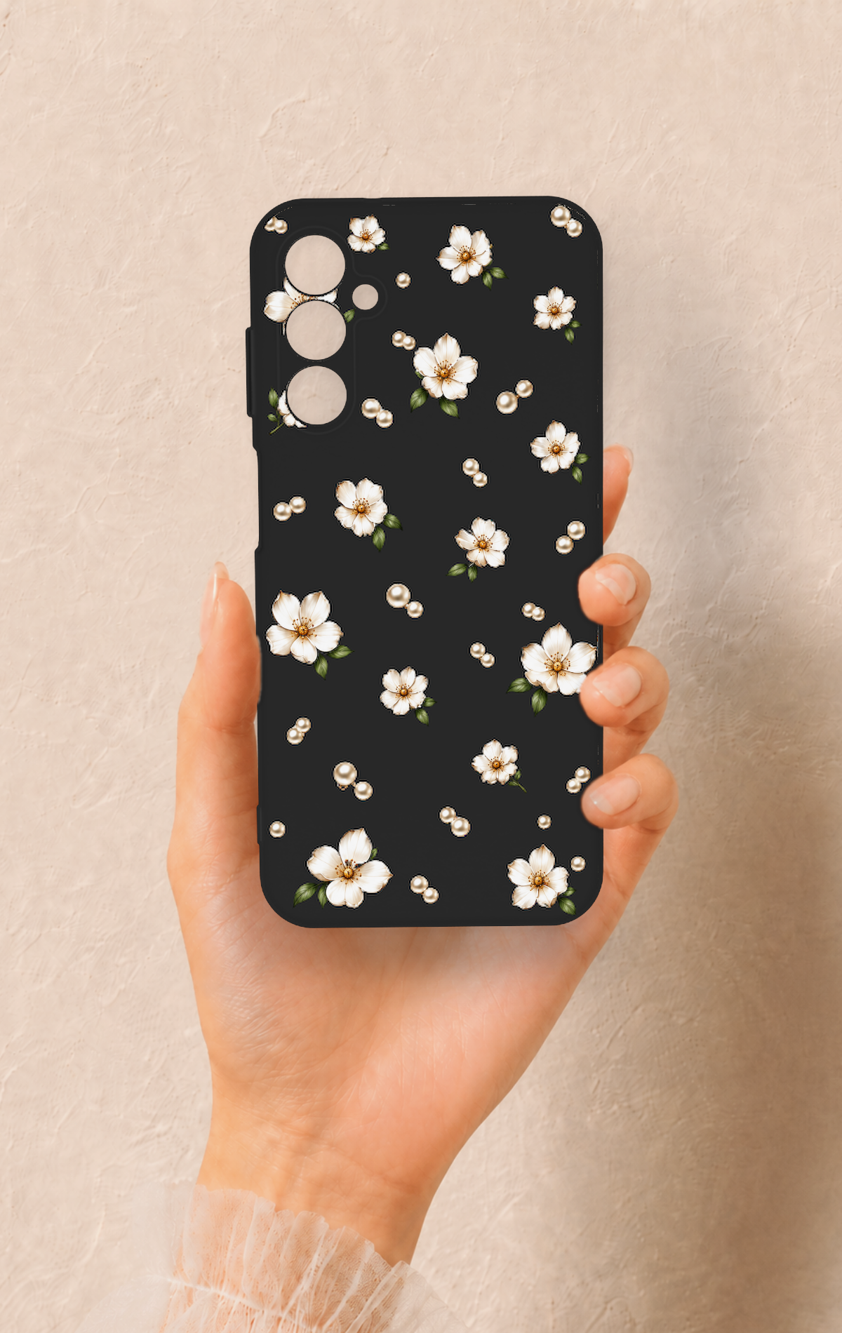 Samsung M14 Uyumlu İnci Papatya Desenli Silikon Kılıf