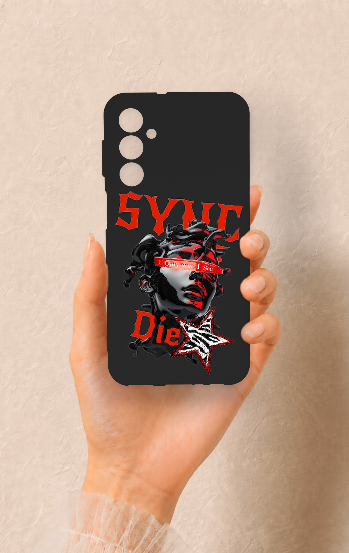 Samsung M34 Uyumlu Sync Die Desenli Silikon Kılıf