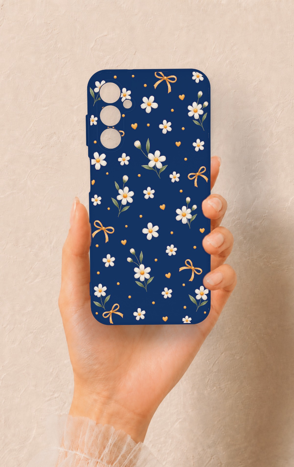Samsung M14 Uyumlu Papatya Fiyonk Desenli Silikon Kılıf