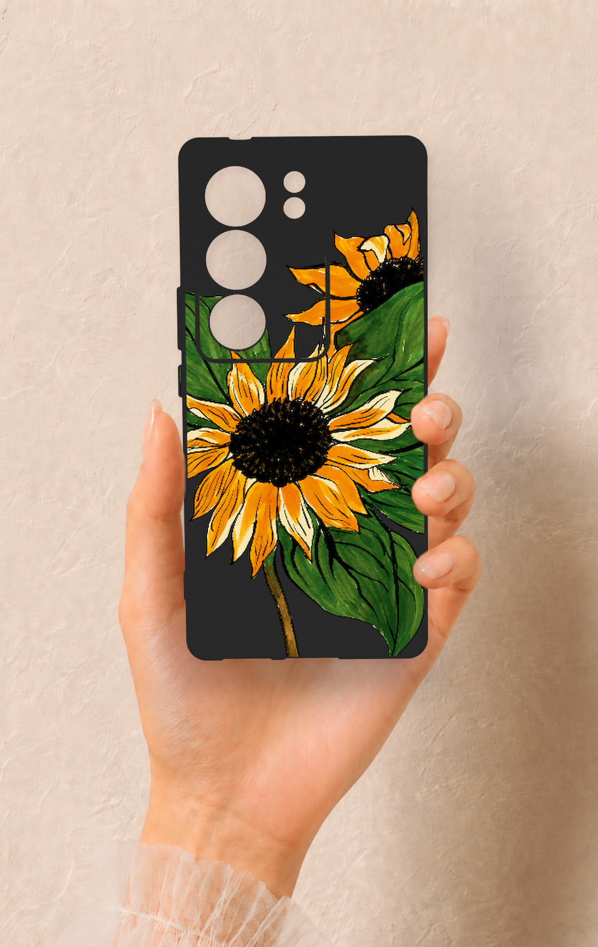 Vivo V29 Uyumlu Ay Çiçeği Desenli Silikon Kılıf