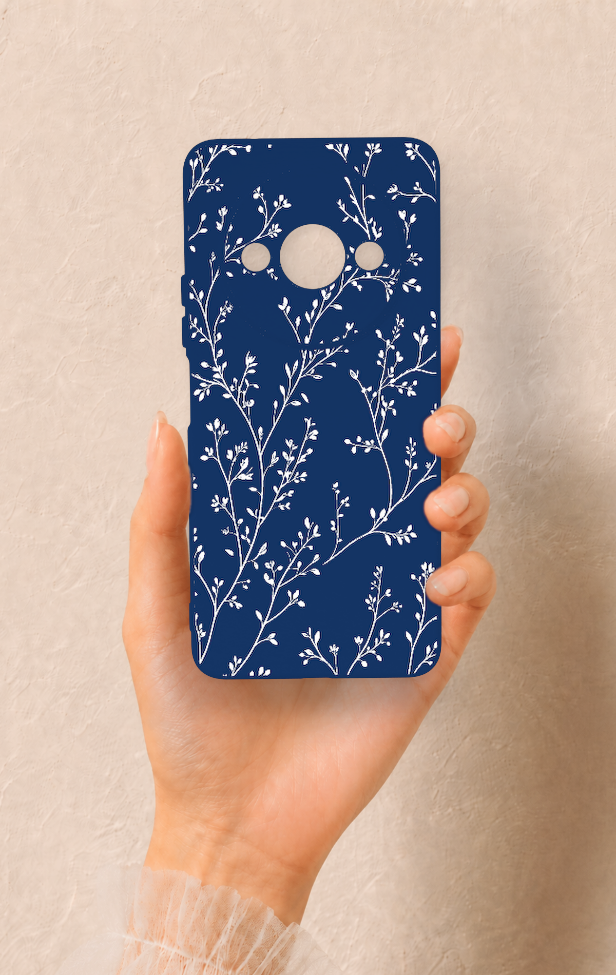 Redmi A3 Uyumlu İnce Yaprak Dalı Desenli Silikon Kılıf