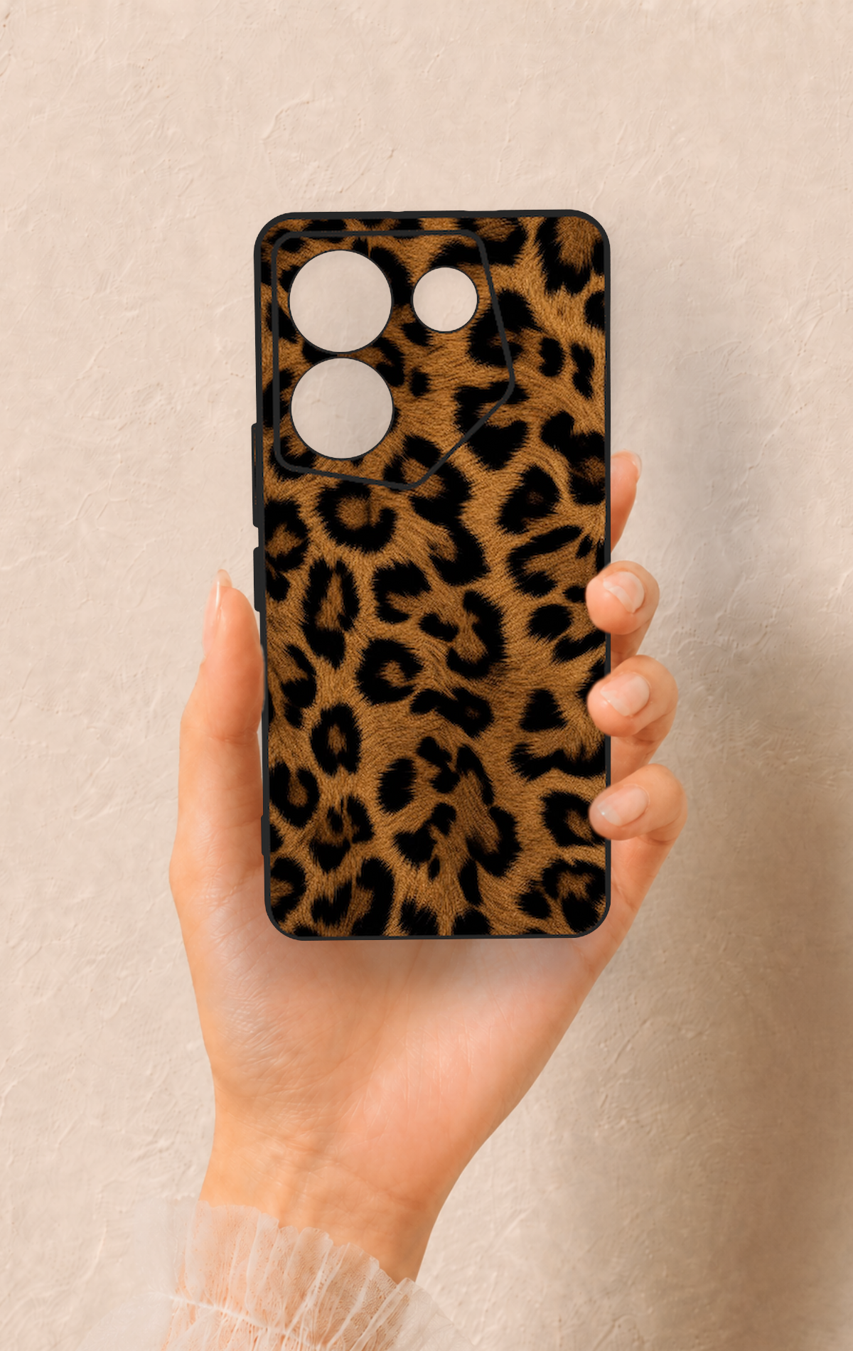Tecno Camon 20 Pro Uyumlu Koyu Leopar Deri Desenli Silikon Kılıf