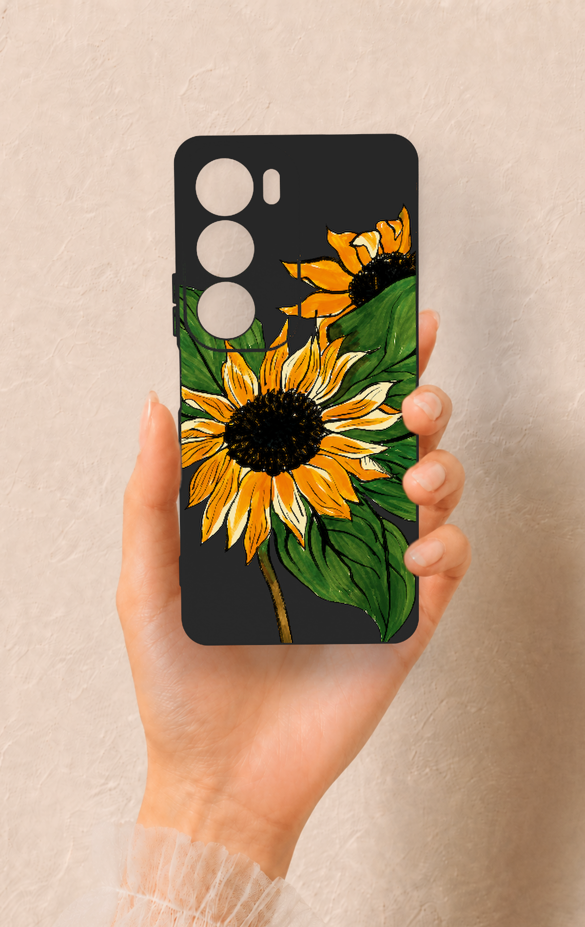 Vivo Y19s Uyumlu Ay Çiçeği Desenli Silikon Kılıf