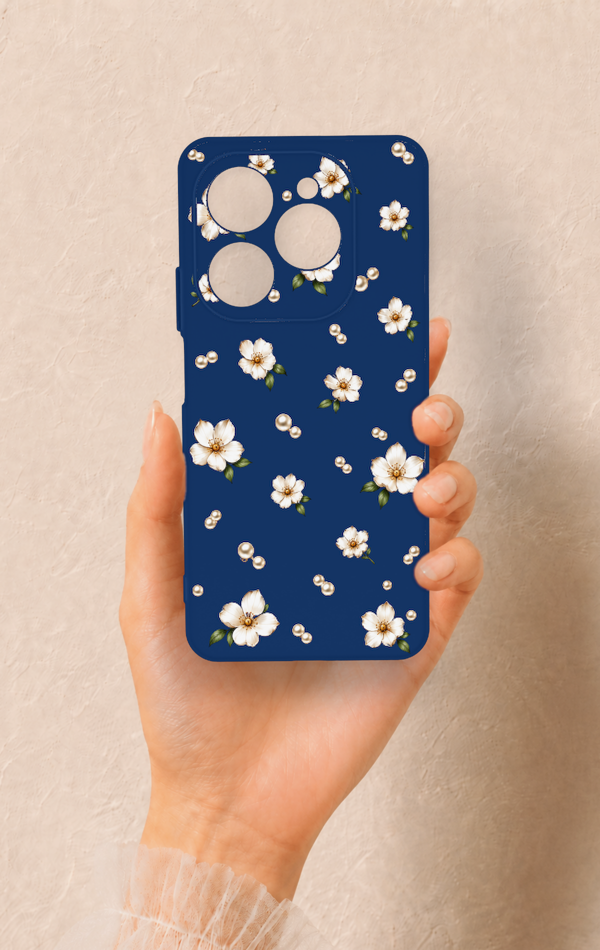 Tecno Spark 20 Pro Uyumlu Papatya İnci Desenli Silikon Kılıf