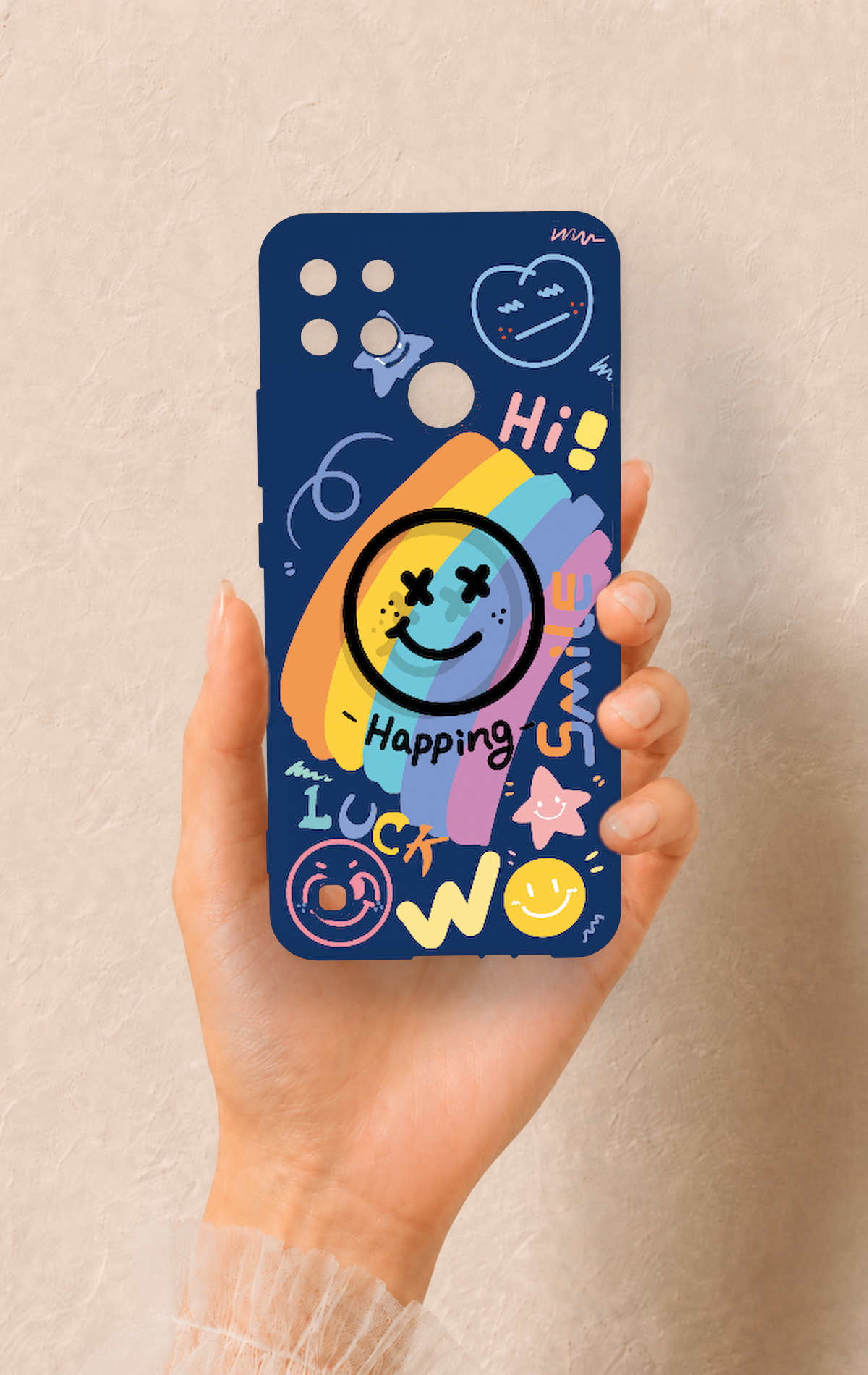 Realme C21Y Uyumlu Happing Smile Desenli Silikon Kılıf