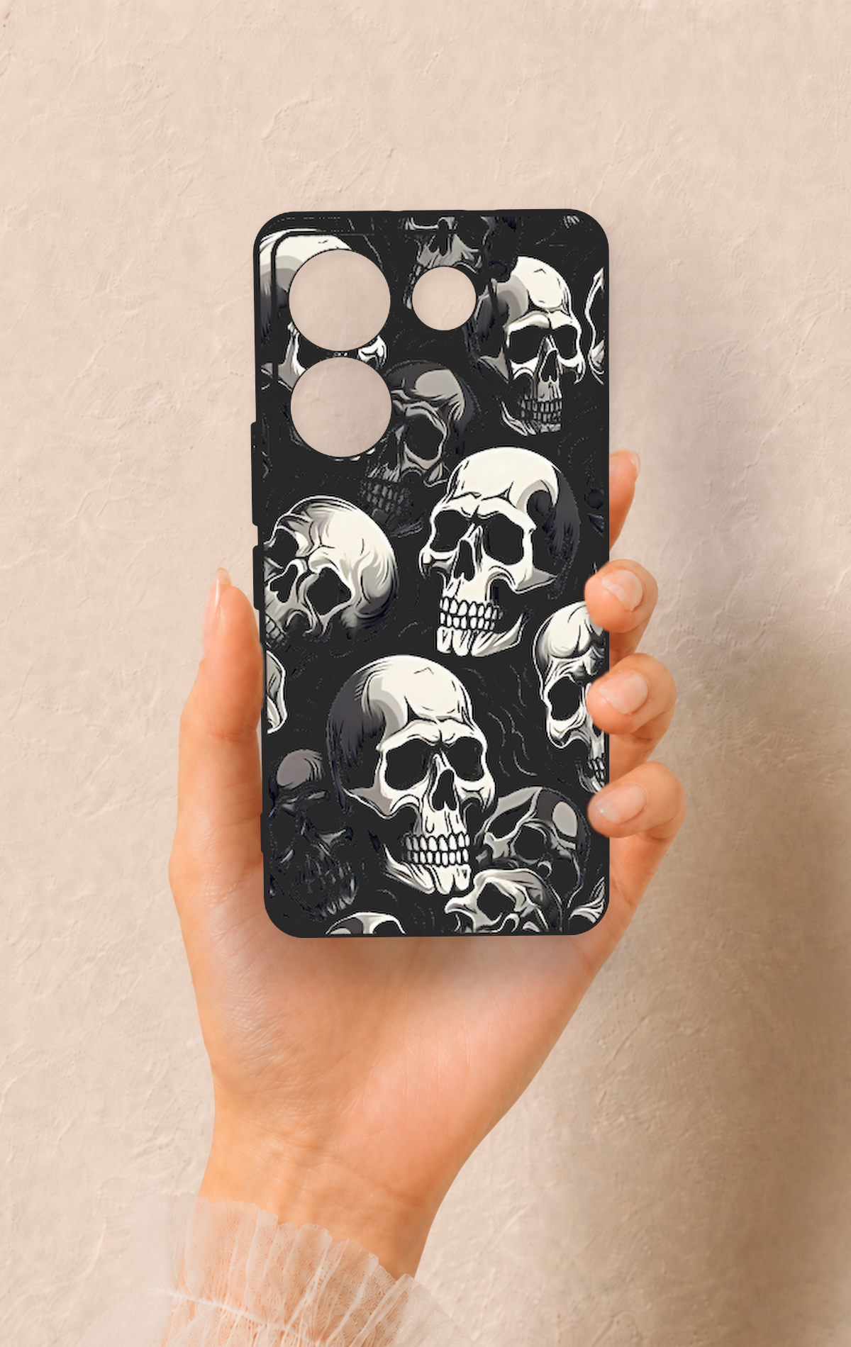 Tecno Camon 20 Pro Uyumlu Kuru Kafa Desenli Silikon Kılıf