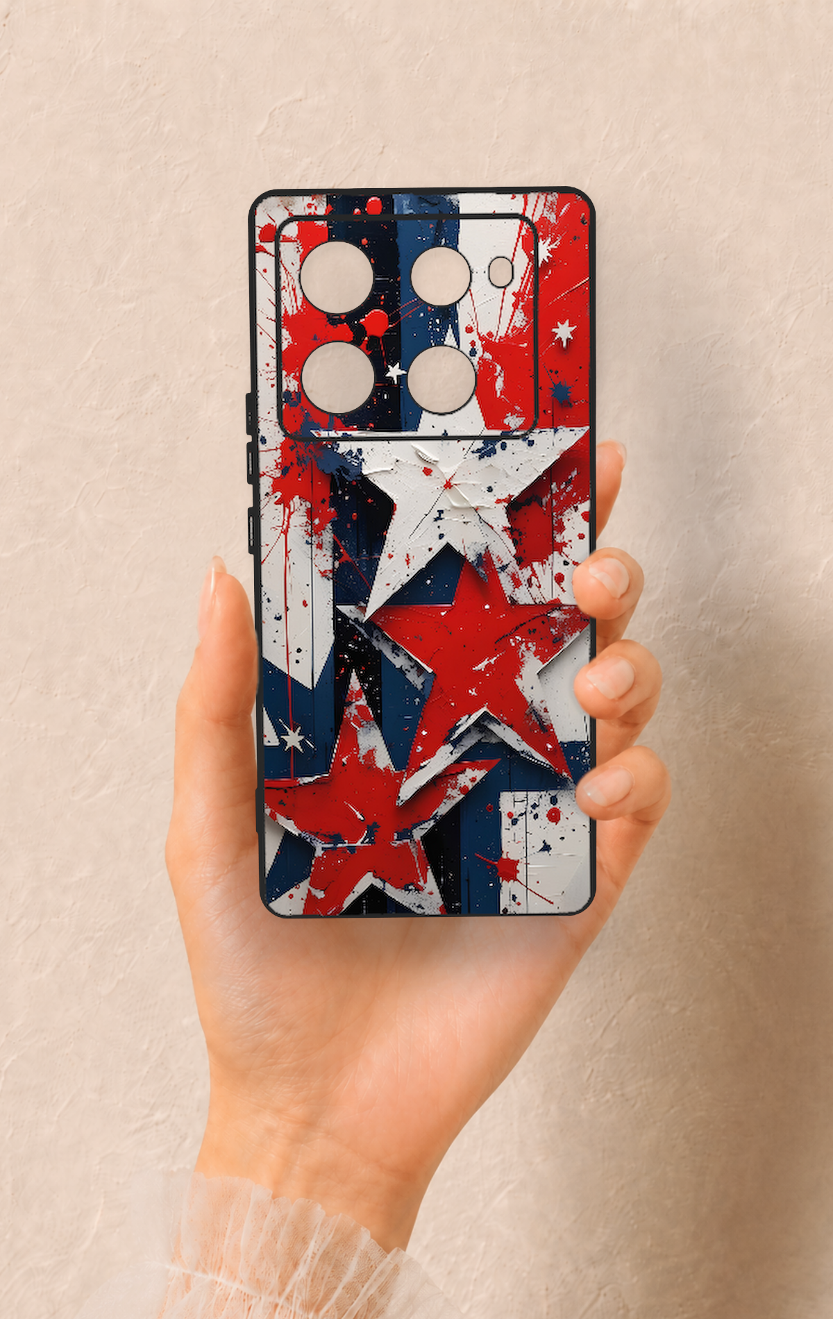 İnfinix Note 40 Pro Uyumlu Star Flag Desenli Silikon Kılıf