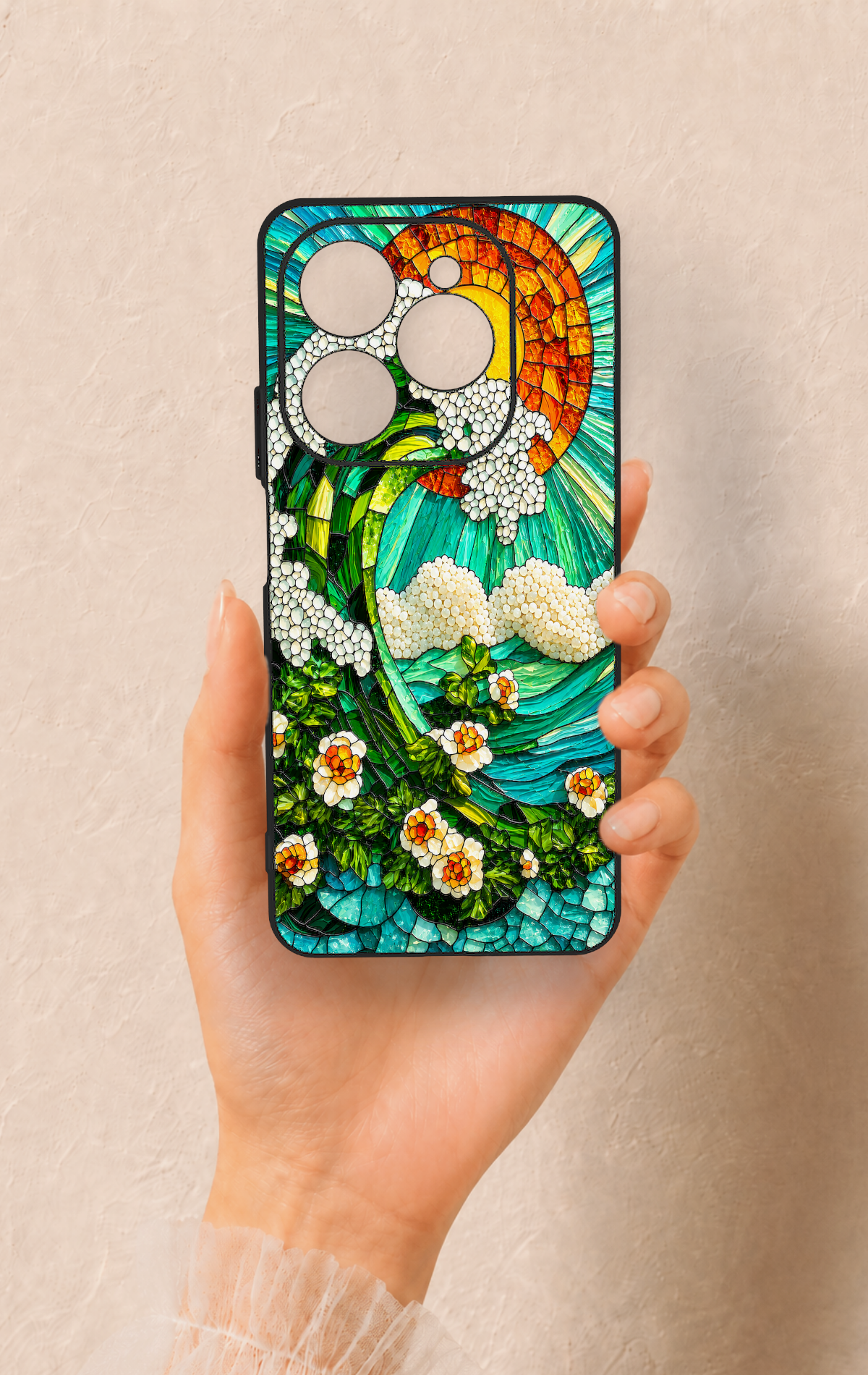 Tecno Spark 20 Pro Uyumlu Mozaik Okyanus Dalgası Desenli Silikon Kılıf