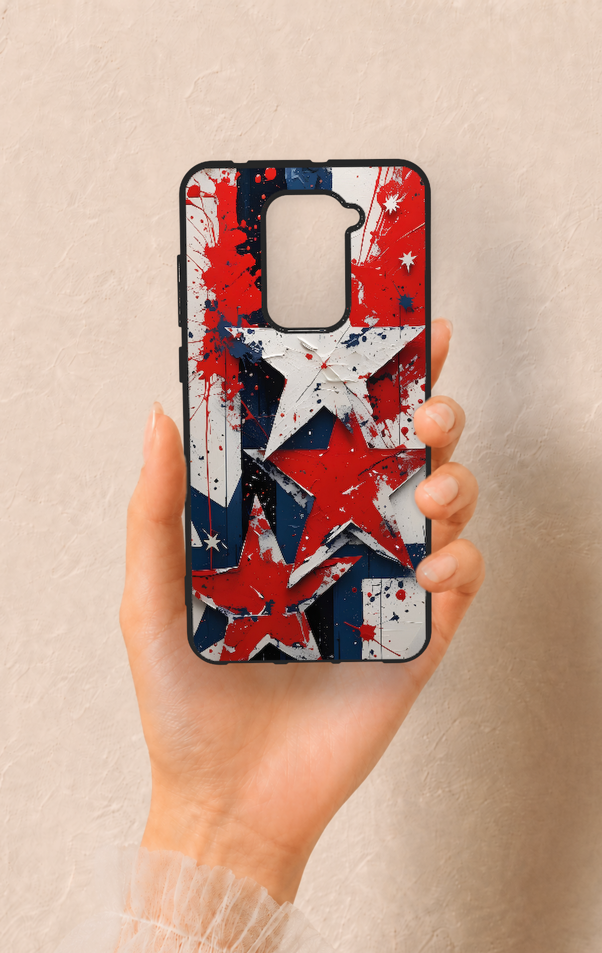 Redmi Note 9 Uyumlu Star Flag Desenli Silikon Kılıf