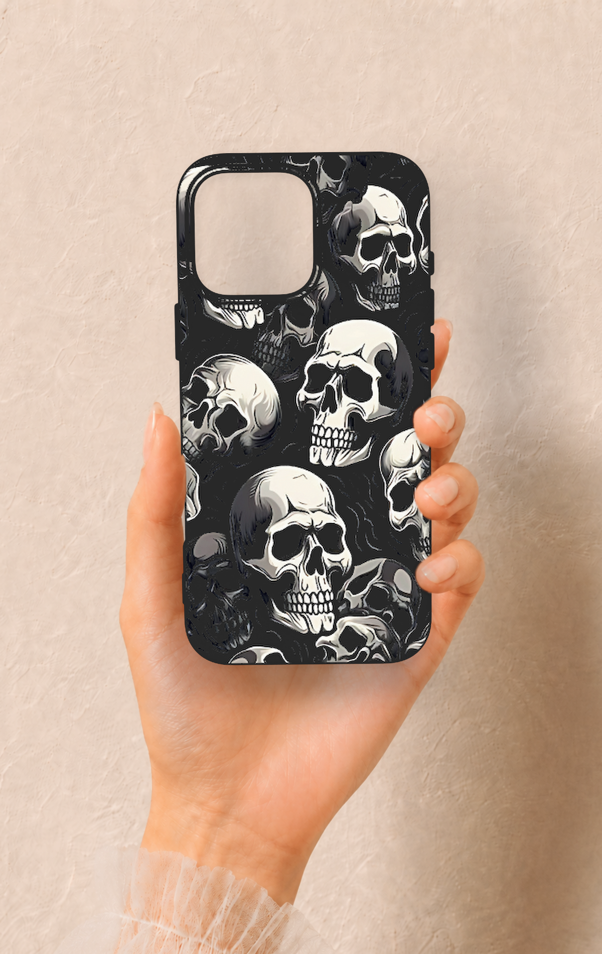 iPhone 16 Pro Max Uyumlu Kuru Kafa Desenli Silikon Kılıf
