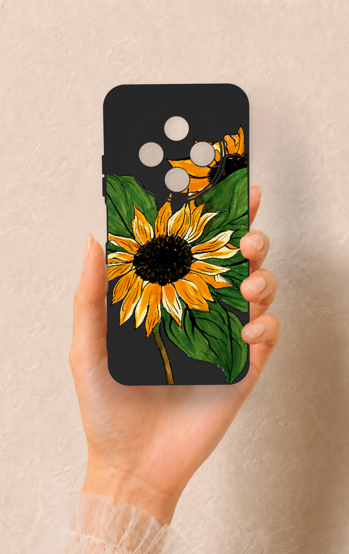 Tecno Spark 30C Uyumlu Ay Çiçeği Desenli Silikon Kılıf