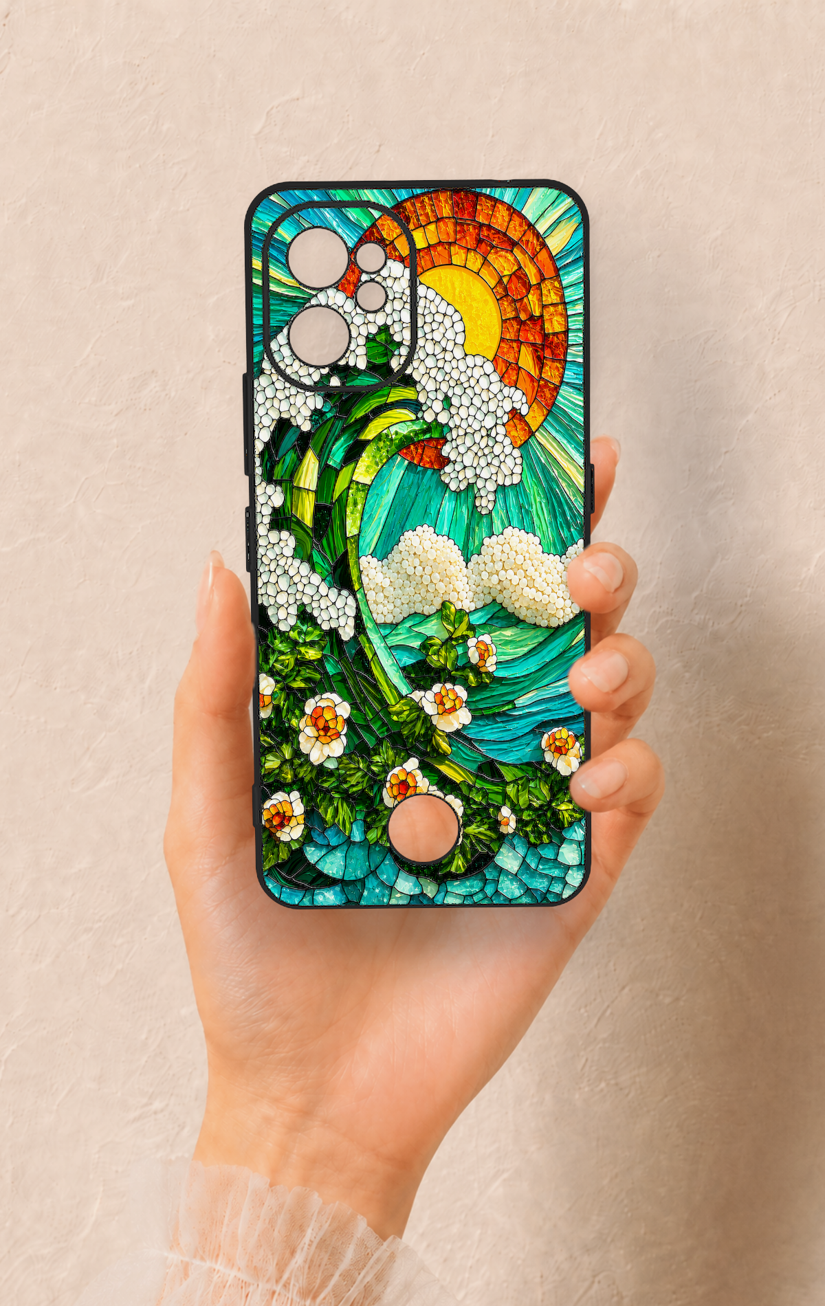 Reeder S19 Max Pro Uyumlu Mozaik Okyanus Dalgası Desenli Silikon Kılıf