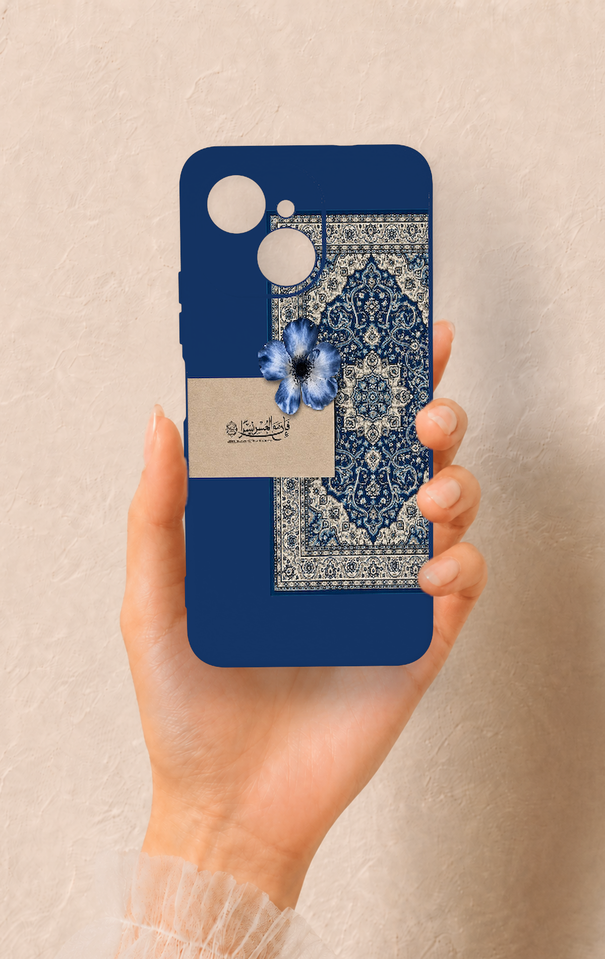 Tecno Spark 40C Uyumlu Mavi Etnik Halı Desenli Silikon Kılıf