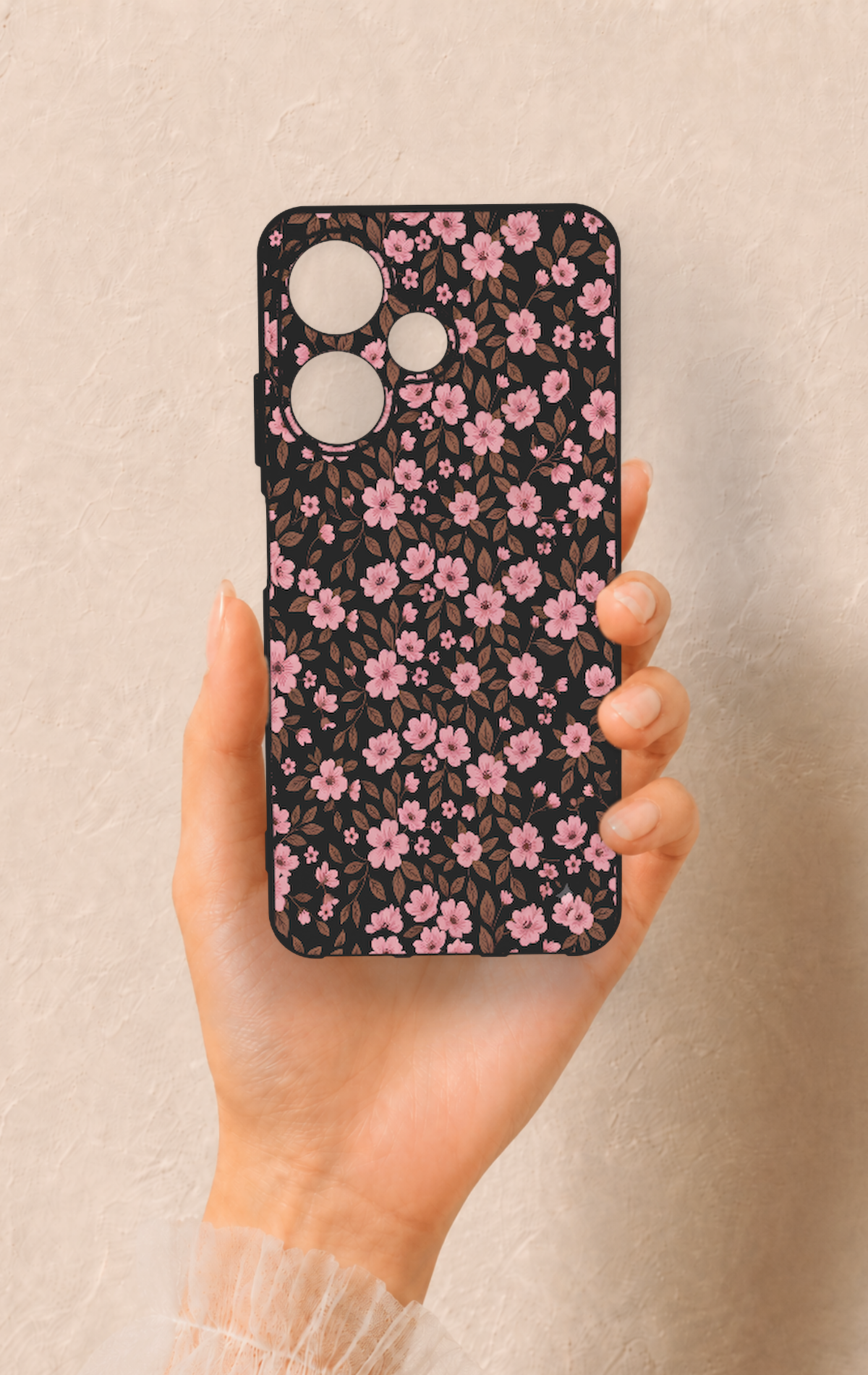İnfinix Hot 30i Uyumlu Mini Pembe Çiçek Desenli Silikon Kılıf