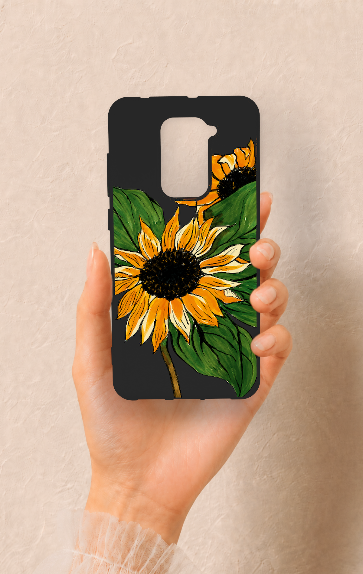 Redmi Note 9 Uyumlu Ay Çiçeği Desenli Silikon Kılıf