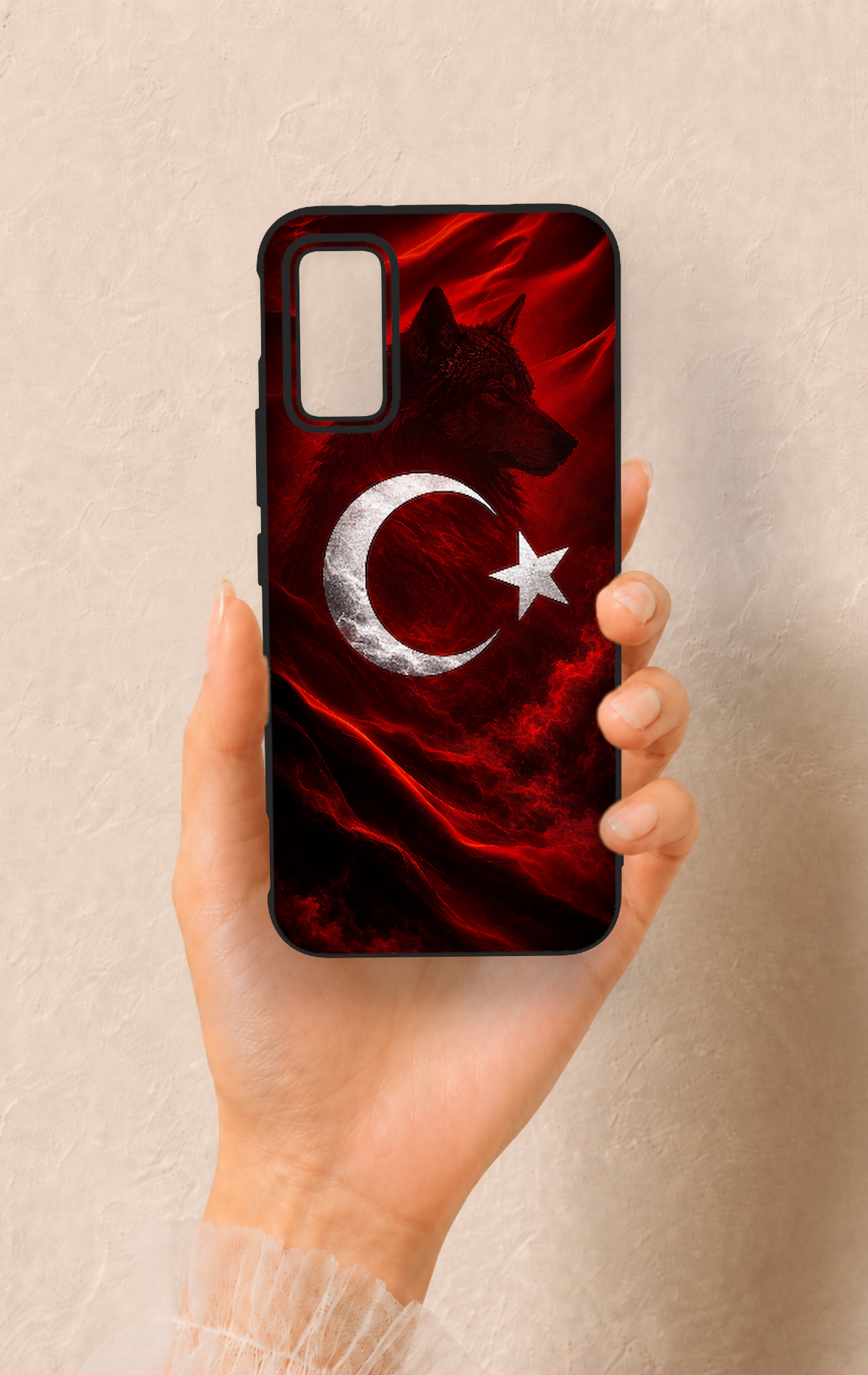 İnfinix Gt 30 Pro Uyumlu Kurt Türk Bayrağı Desenli Silikon Kılıf
