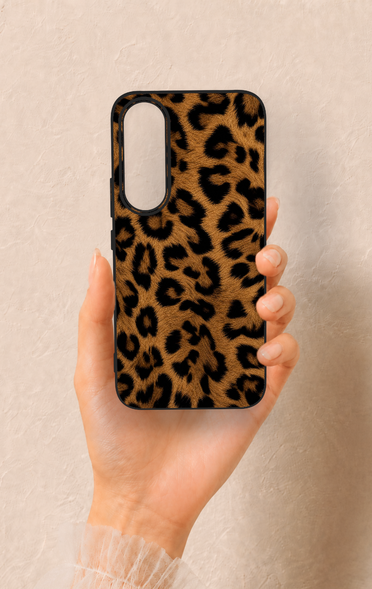 Vivo V70 FE 5G Uyumlu Koyu Leopar Deri Desenli Silikon Kılıf