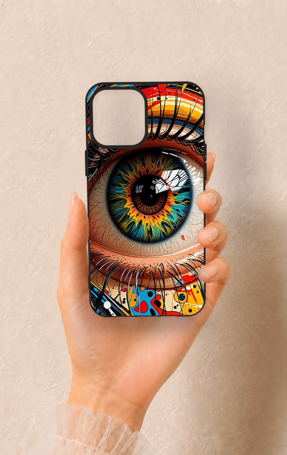 iPhone 12 Pro Max Uyumlu Renkli Göz Bebeği Desenli Silikon Kılıf