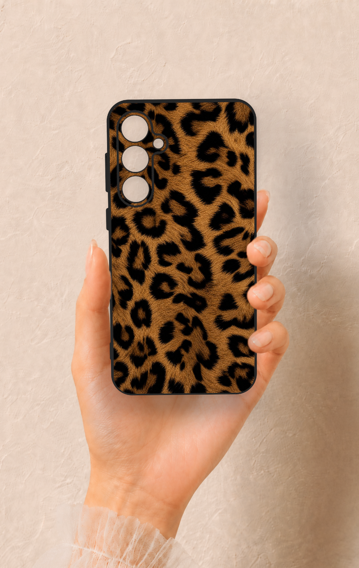 Samsung S23Fe Uyumlu Koyu Leopar Deri Desenli Silikon Kılıf