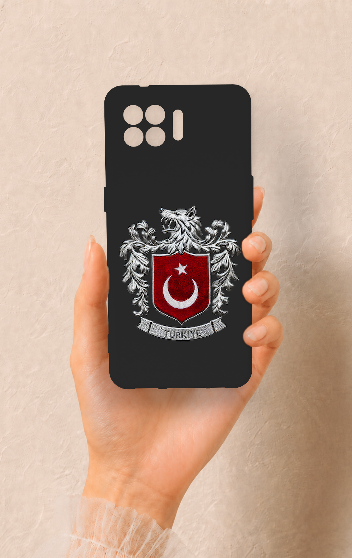 Oppo Reno 4 Lite Uyumlu Türk Arma Desenli Silikon Kılıf