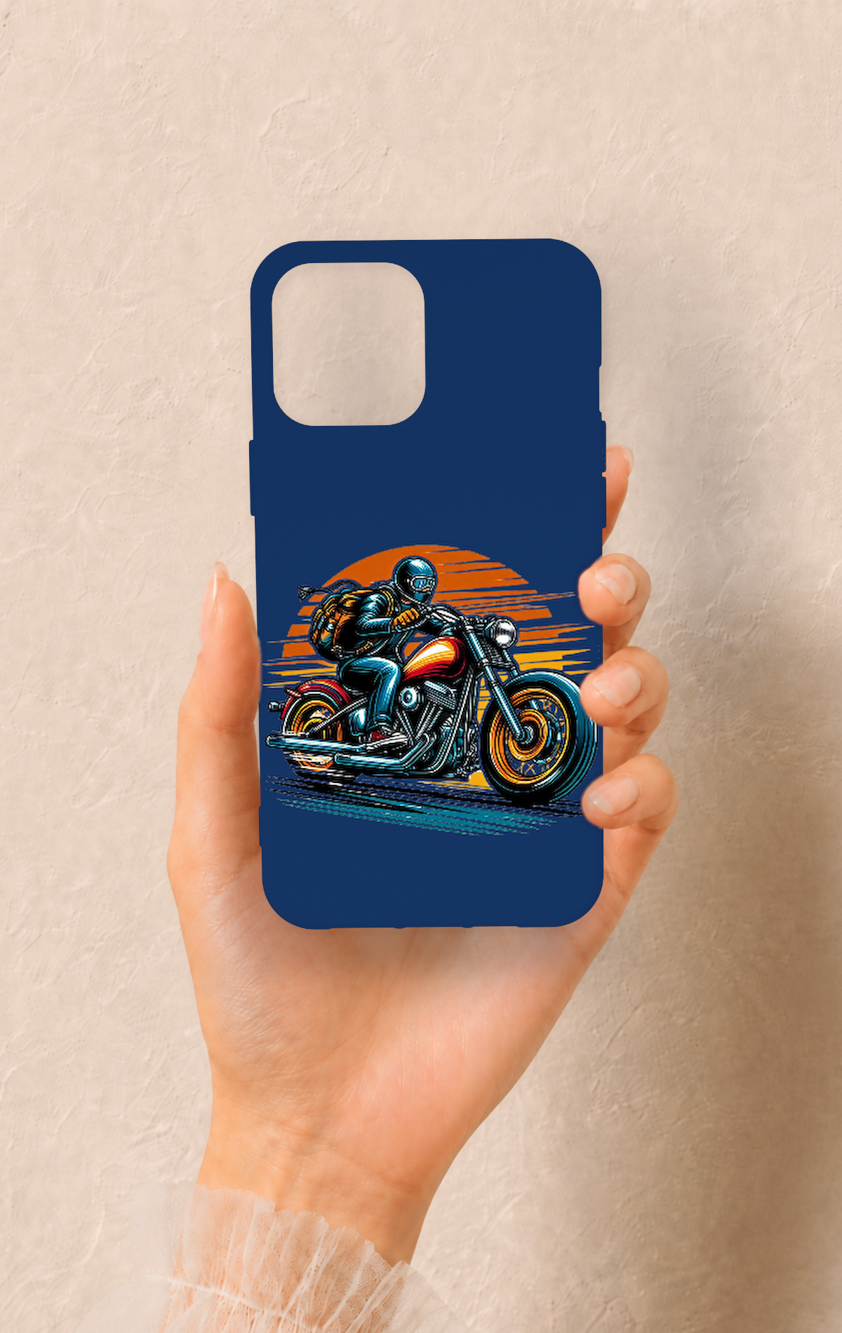 iPhone 12 Pro Max Uyumlu Moto Rider Desenli Silikon Kılıf