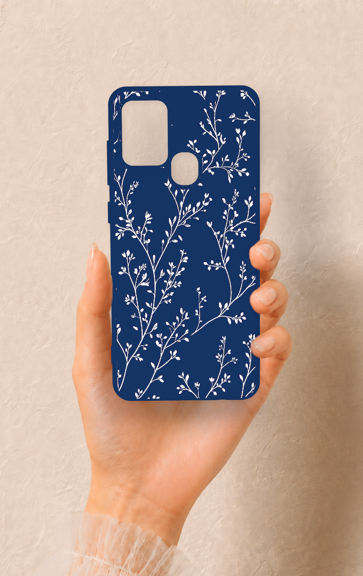 Samsung A21S Uyumlu İnce Yaprak Dalı Desenli Silikon Kılıf