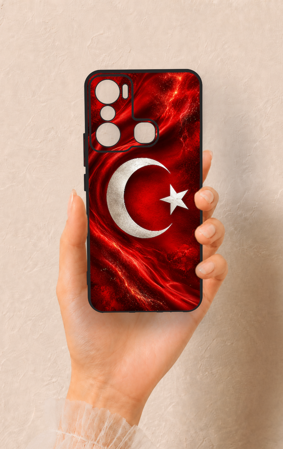 İnfinix Hot 20i Uyumlu Türk Bayrağı Desenli Silikon Kılıf