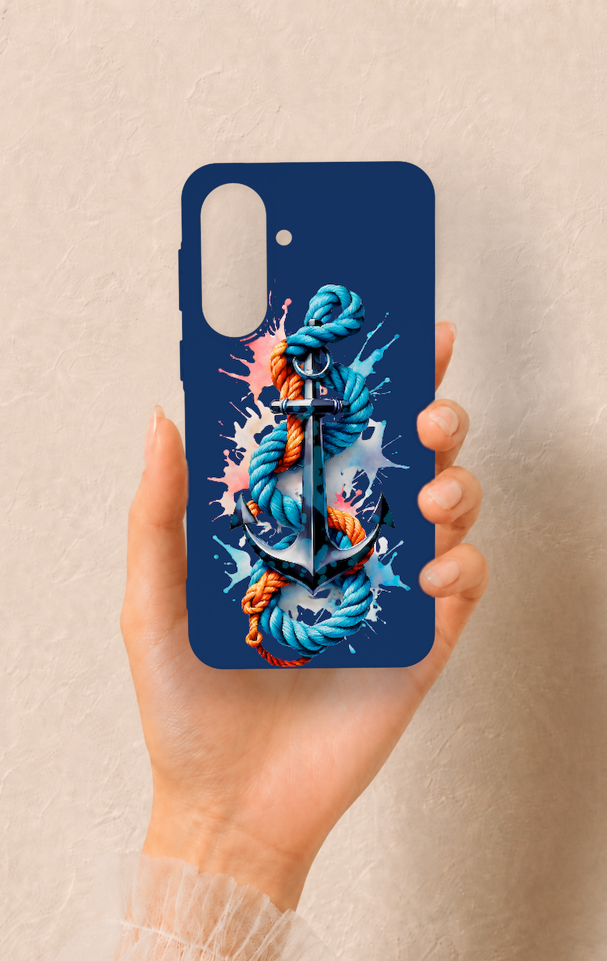 Samsung A37 Uyumlu Anchor Desenli Silikon Kılıf