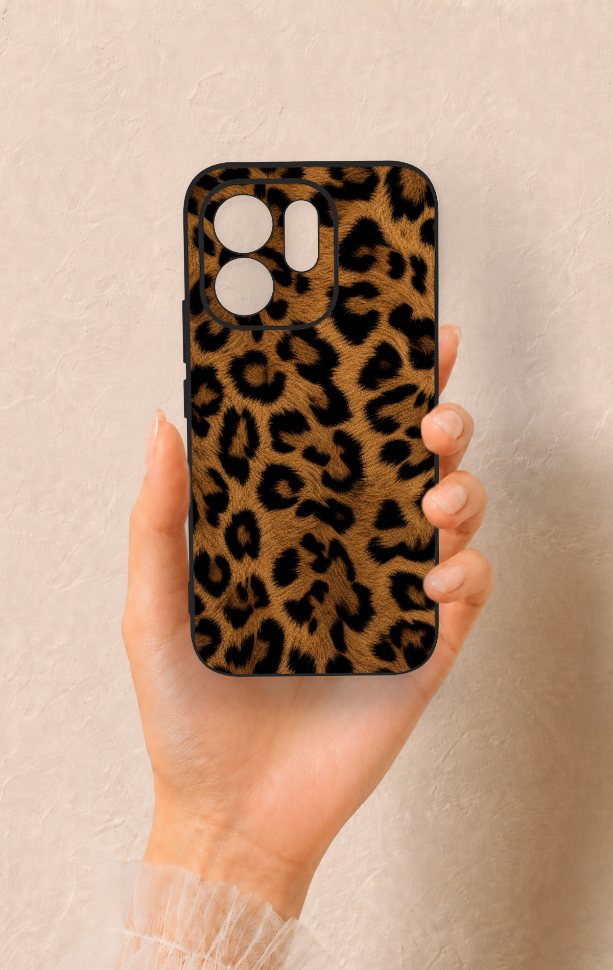 Vivo V70 5G Uyumlu Koyu Leopar Deri Desenli Silikon Kılıf