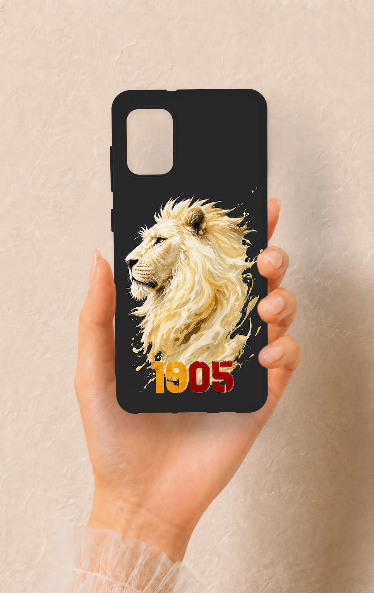 Samsung A31 Uyumlu Sarı Kırmızı 1905 Aslan Desenli Silikon Kılıf