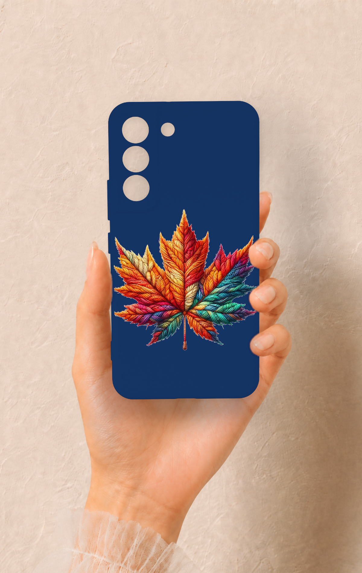 Samsung S22 Uyumlu Renkli Yaprak Desenli Silikon Kılıf