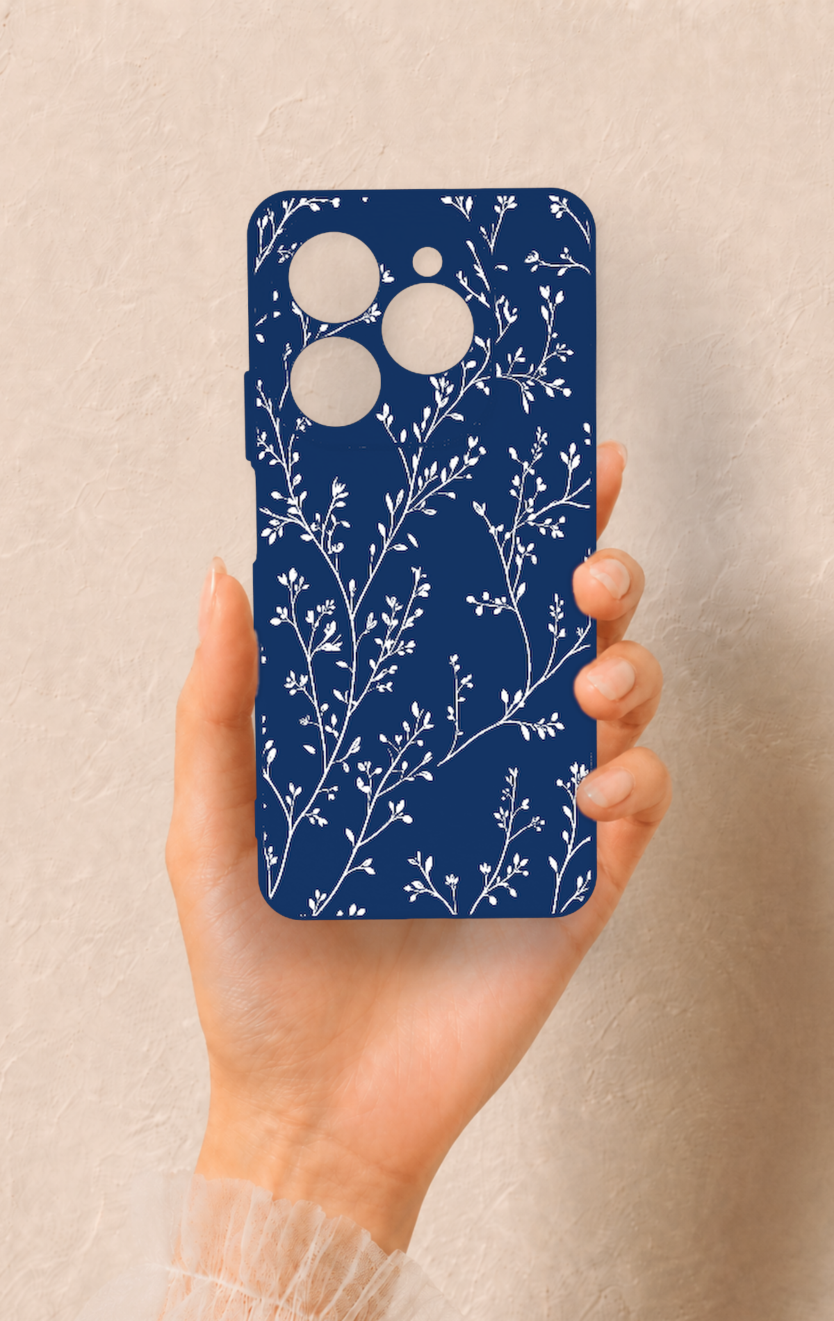 Tecno Spark 20 Pro Uyumlu İnce Yaprak Dalı Desenli Silikon Kılıf