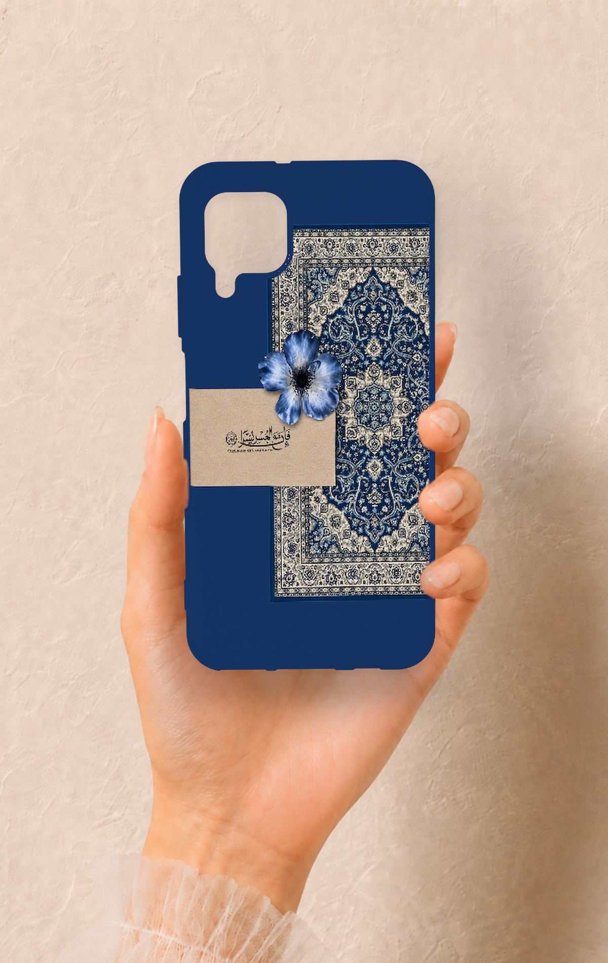 Huawei P40 Lite Uyumlu Mavi Etnik Halı Desenli Silikon Kılıf