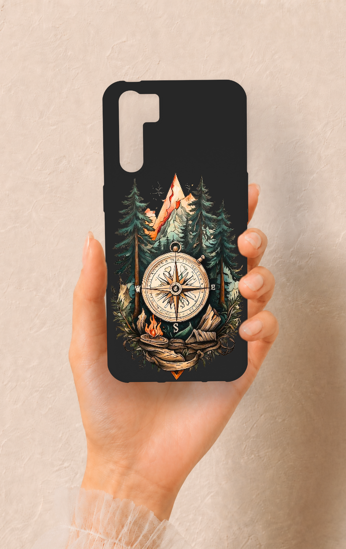 Oppo A91 Uyumlu Pusula Orman Desenli Silikon Kılıf