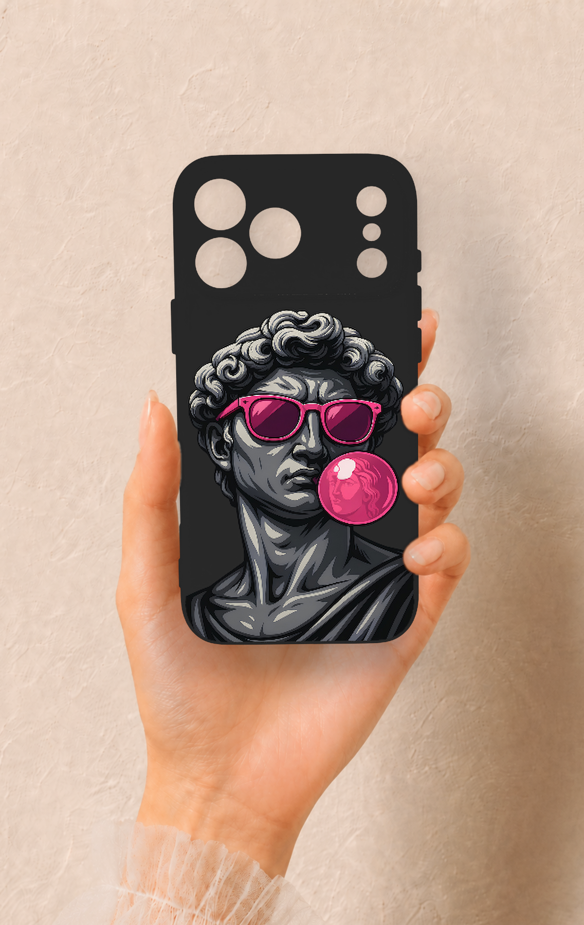 iPhone 17 Pro Max Uyumlu Pop David Desenli Silikon Kılıf