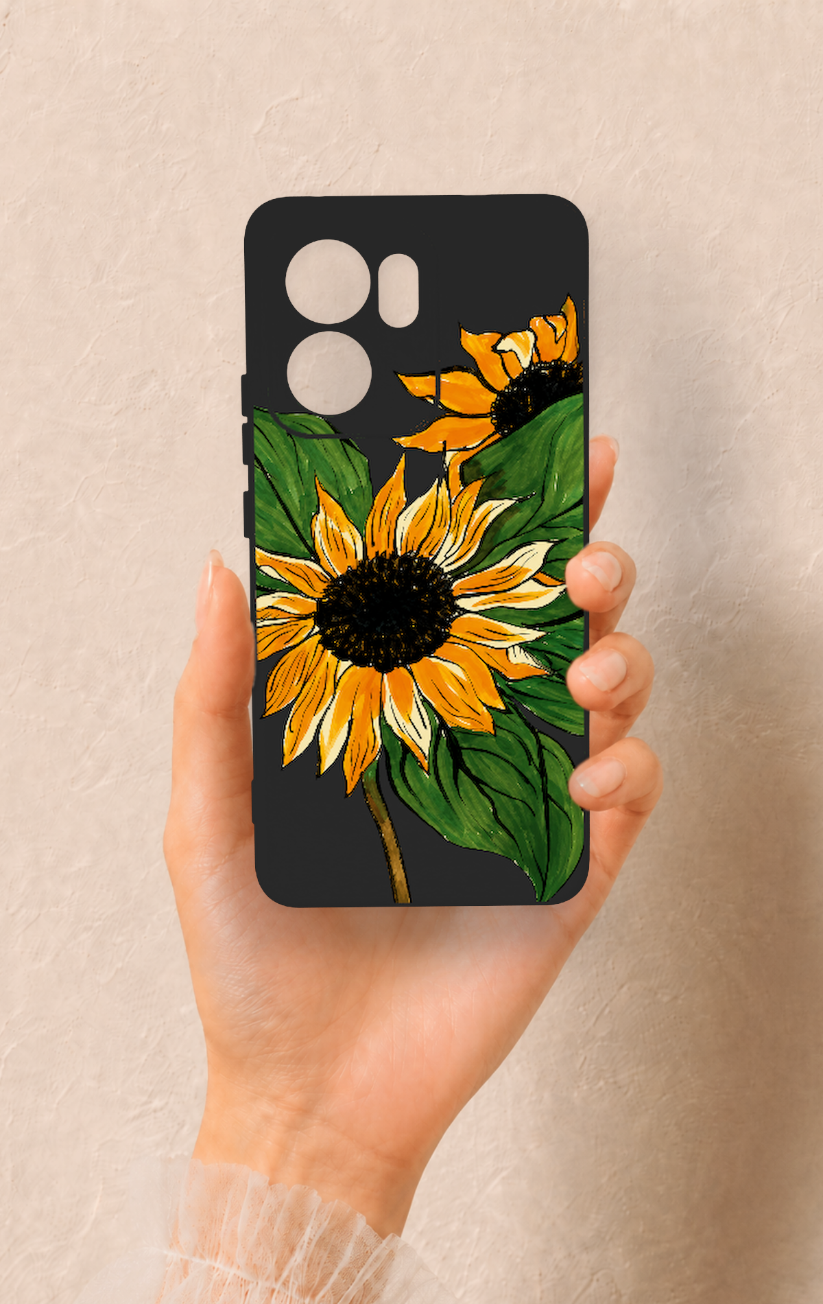 Oppo Reno 13F Uyumlu Ay Çiçeği Desenli Silikon Kılıf