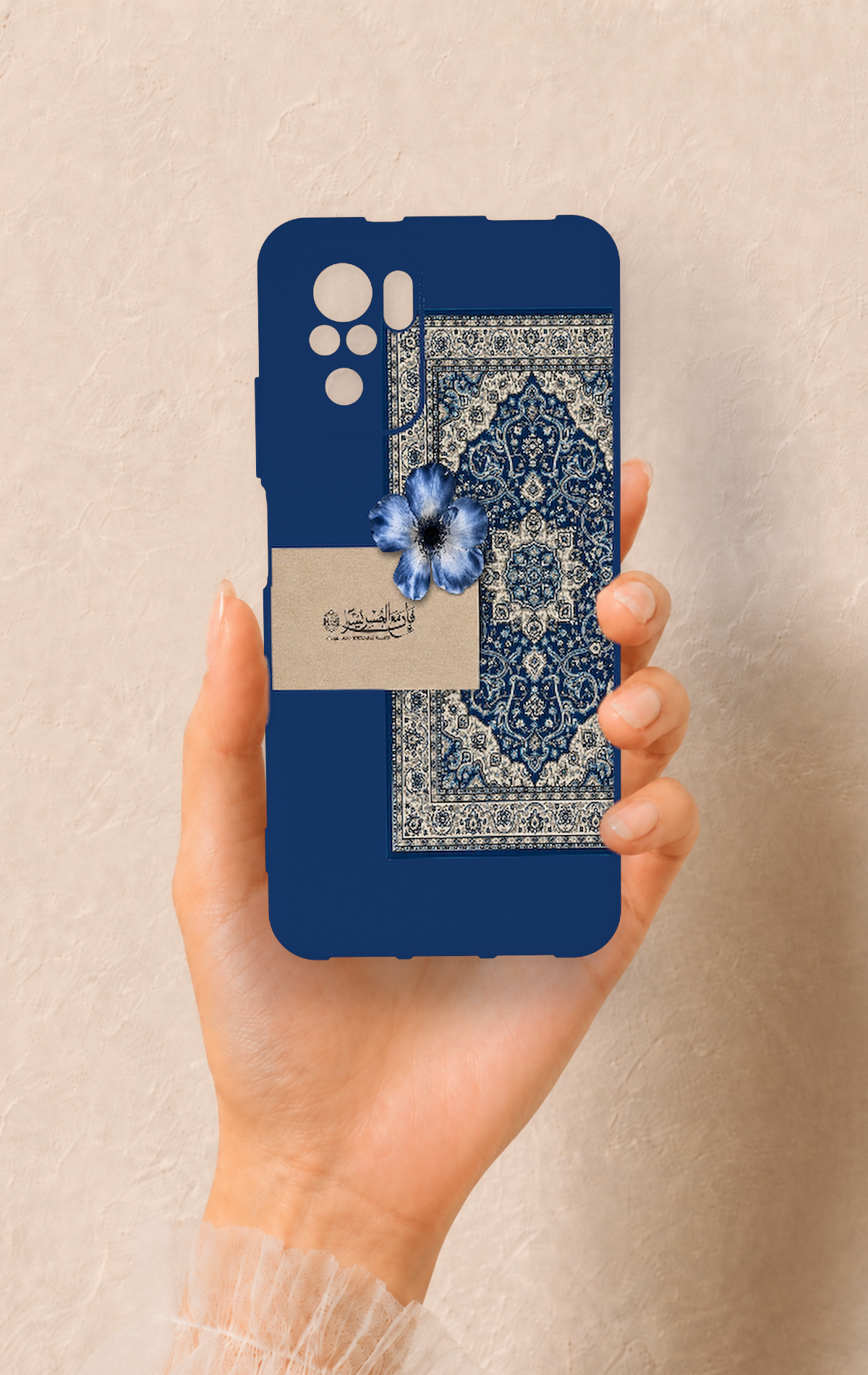 Redmi Note 10-10S Uyumlu Mavi Etnik Halı Desenli Silikon Kılıf
