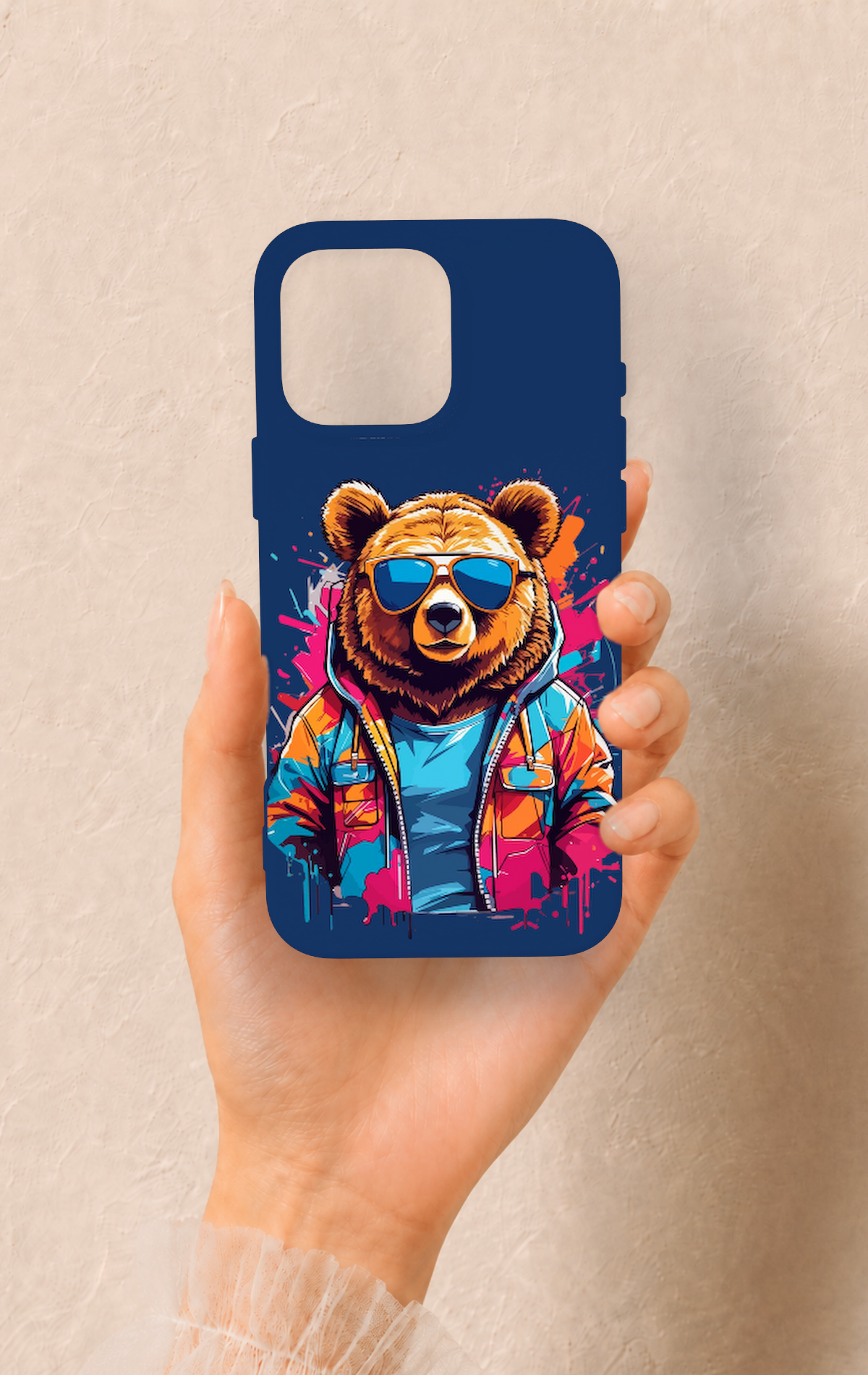 iPhone 16 Pro Max Uyumlu Gözlüklü Ayı Desenli Silikon Kılıf